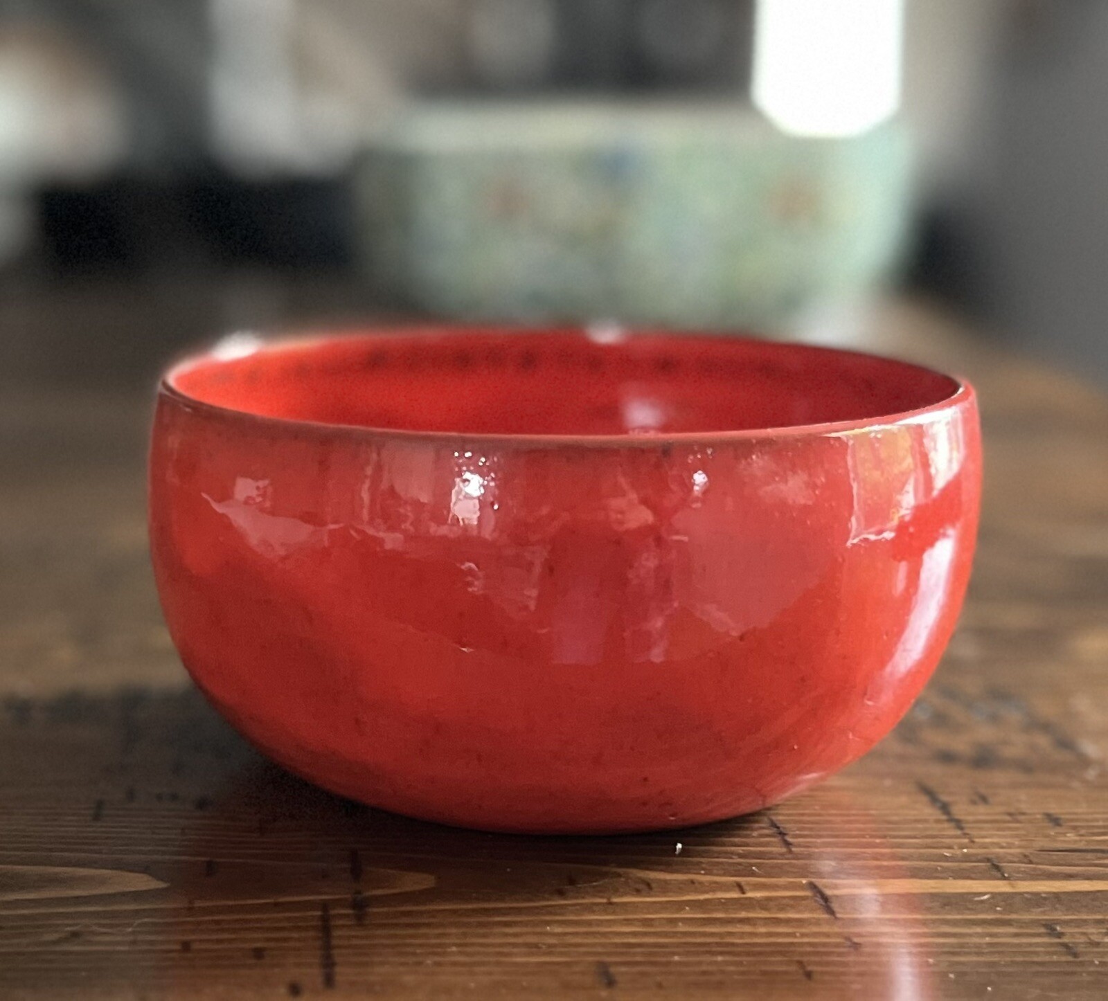 Vallauris French Pottery Bowl Red Orange Charles Voltz 5 1/2 inches France MCM