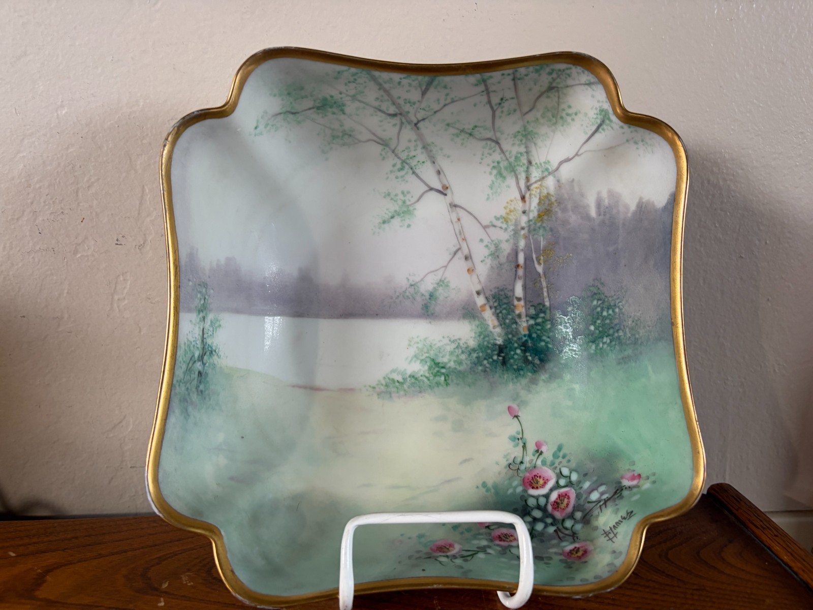 Pickard Vellum “Wildwood” Large Square Bowl Florence James