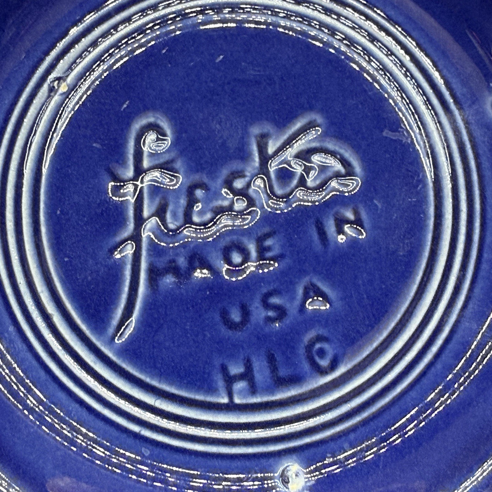 Vintage Fiesta Dessert Bowls Original Cobalt Blue & Yellow Wet Foot HLC 6 1/4”