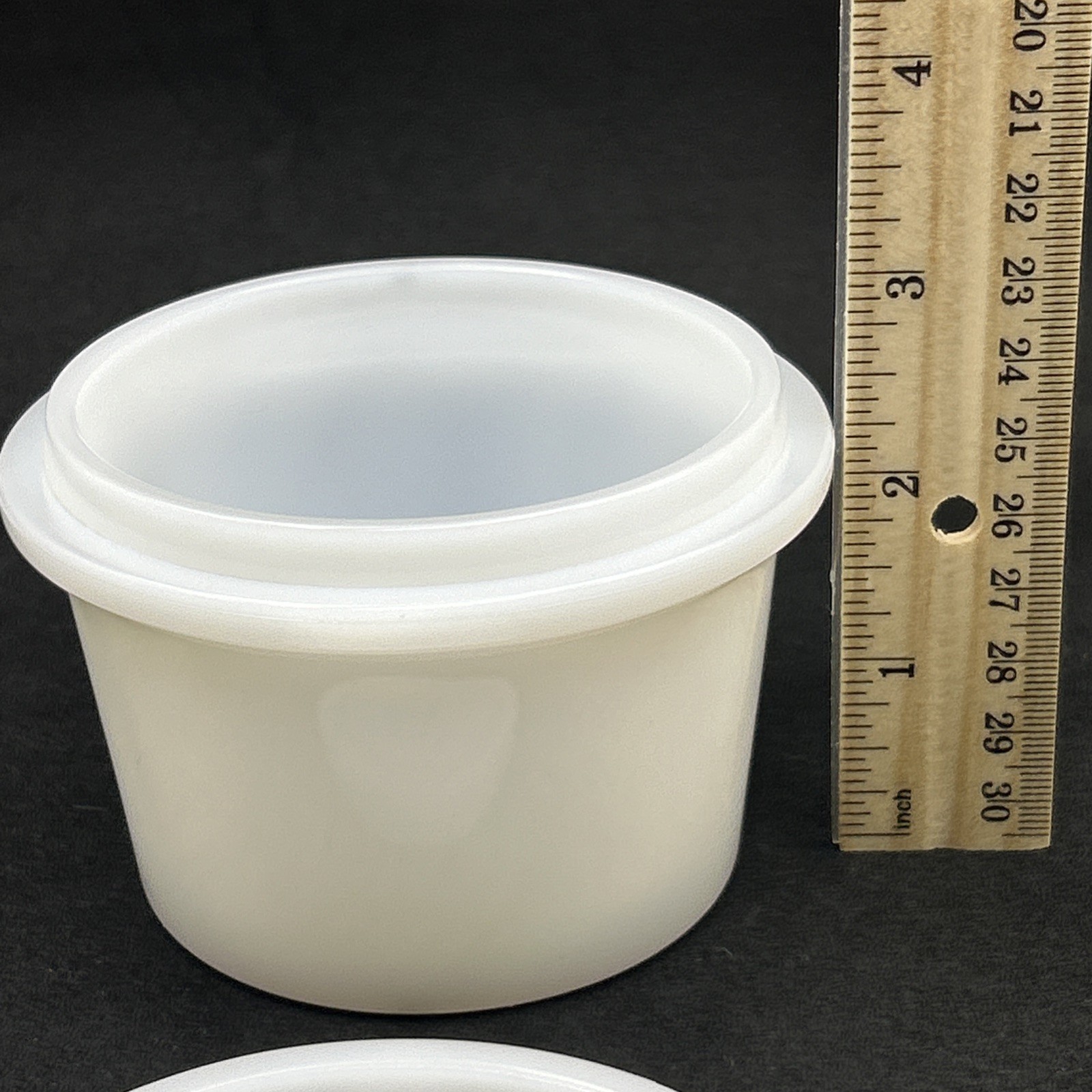 Vintage White Milk Gass Hazel-Atlas “Drippings” Covered Jar 1936 RARE