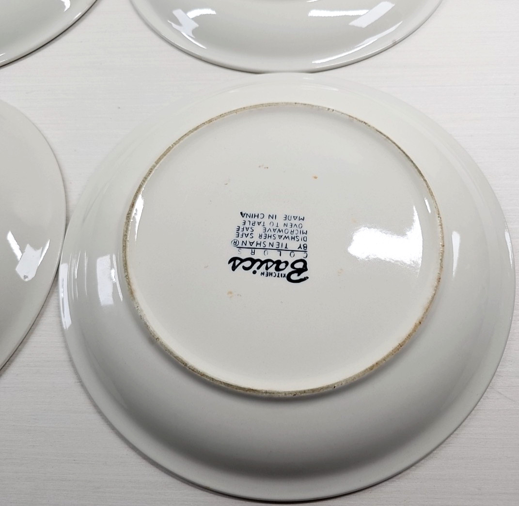 4 Tienshan Kitchen Basics Cobalt Green Dinner Plate Set Table Dining Dishes Lot