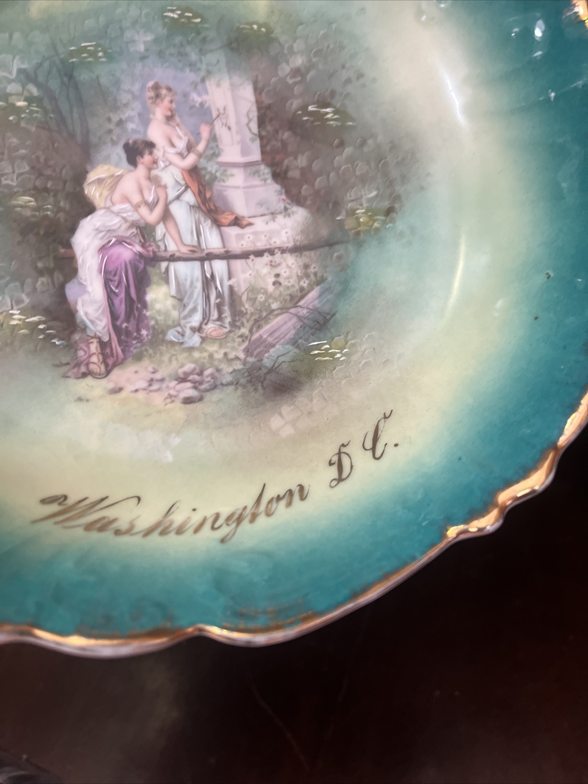Antique Bavaria Floral Neoclassical Women Ornate Fruit Berry bowl Centerpiece