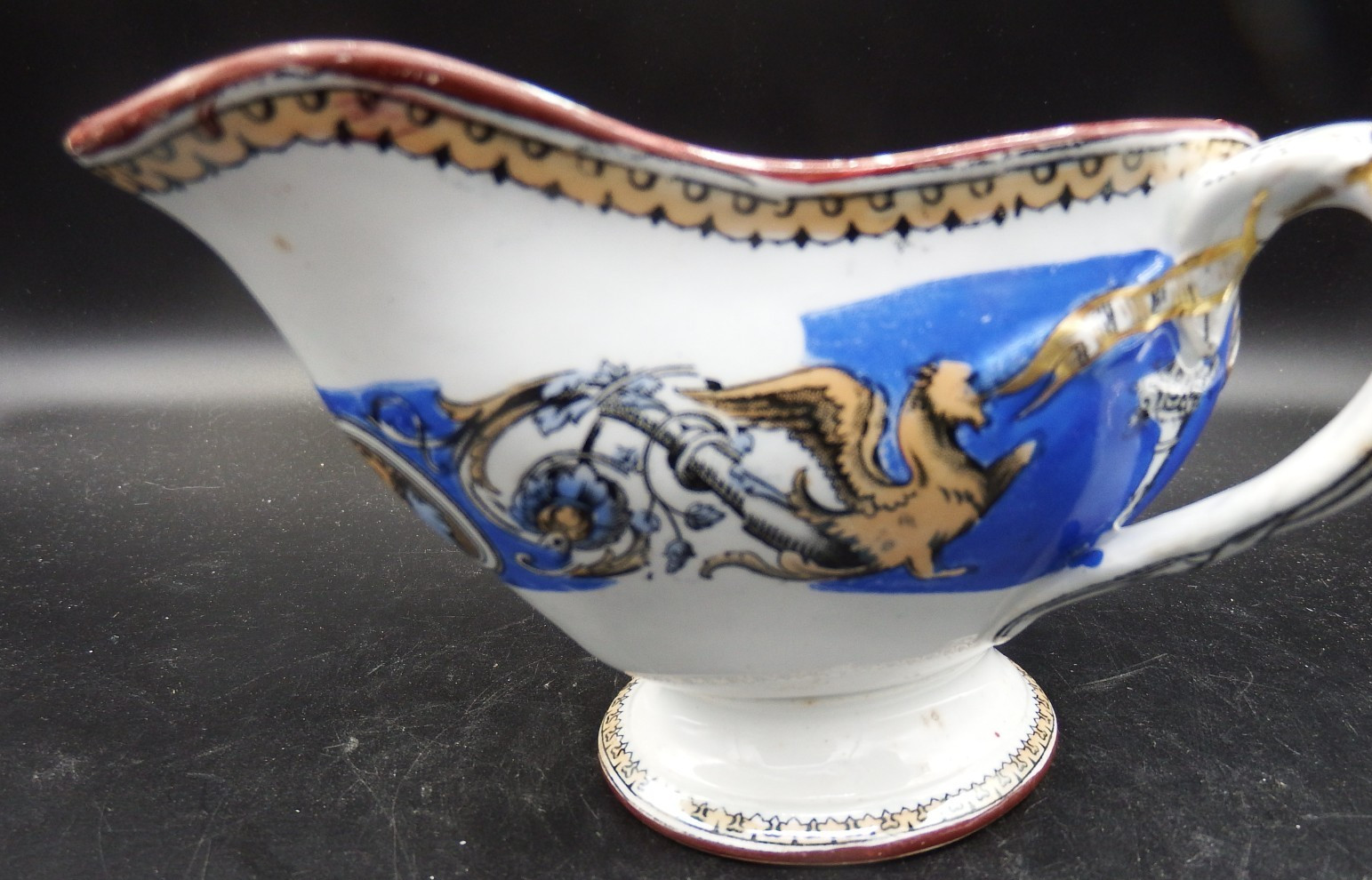 ANTIQUE Neoclassical Royal Worcester Gravyboat c 1850 – repaired handle