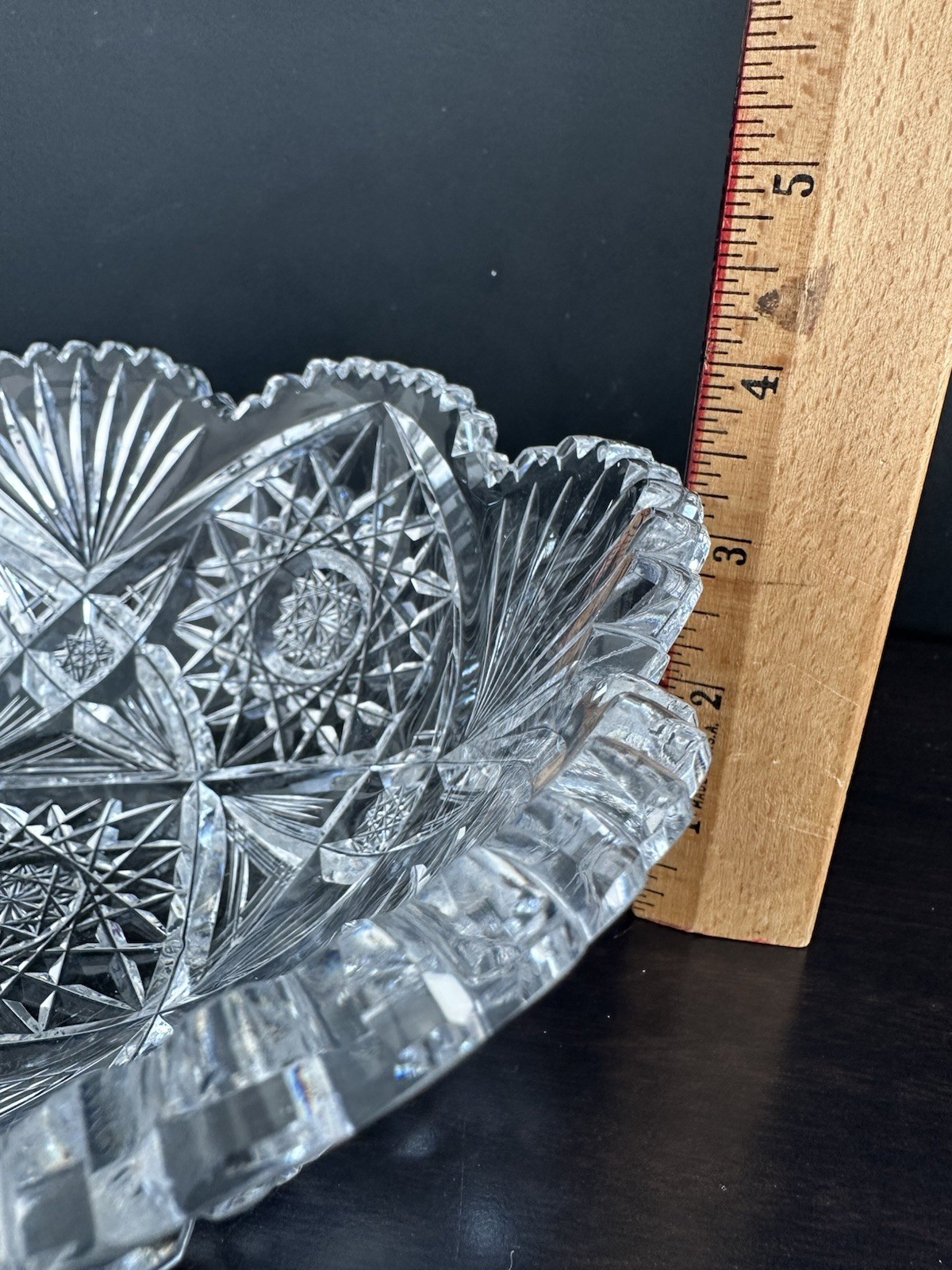 VTG American Brilliant Period (ABP) Cut Lead Crystal Glass w/Sawtooth Rim Bowl