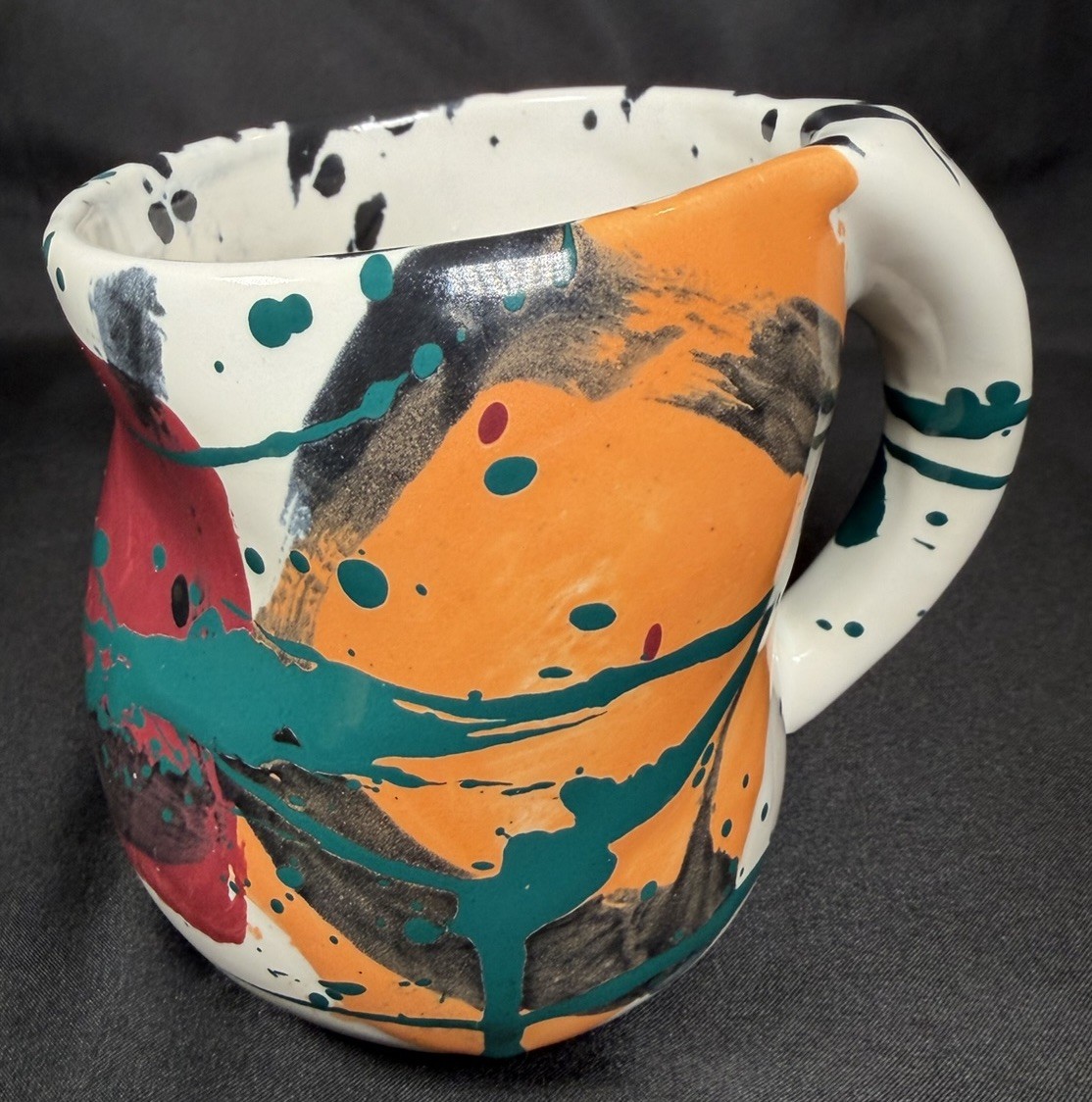 RARE CHARLES NALLE Studio Art Pottery Mug ABSTRACT Contemporary Splatter Multi
