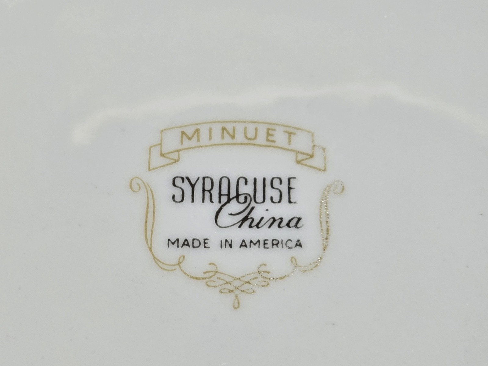 Set of 6 Syracuse Minuet Dinner Plates 10 3/4″ White Florals,Blue, Platinum Trim