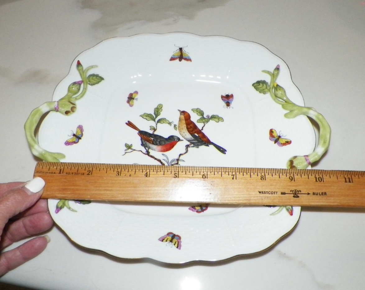 HEREND ROTHSCHILD BIRDS HANDLED TRAY 10 1/4″ x 9 1/4″