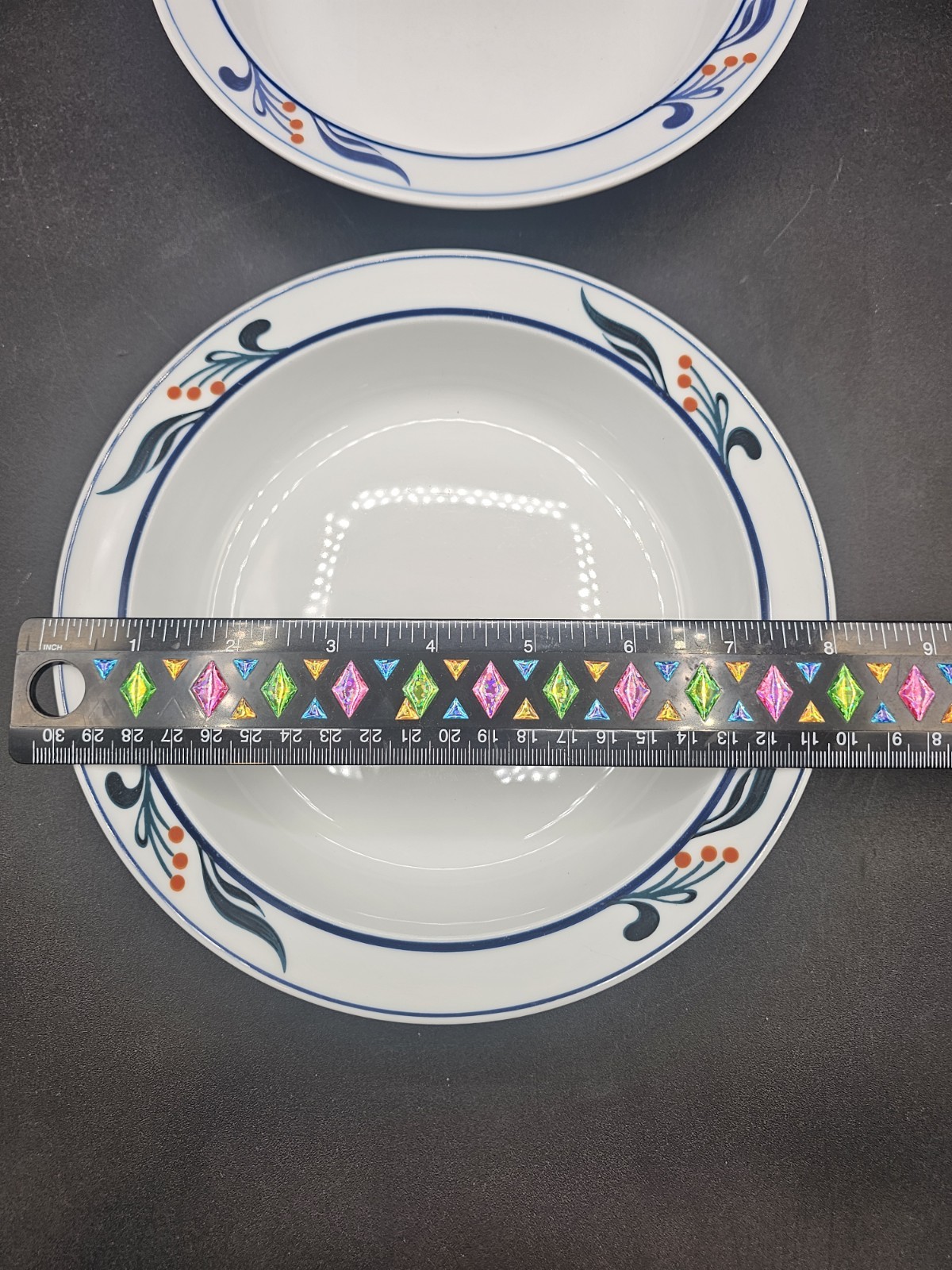 2 Dansk Bistro Maribo Portugal 7 7/8″ Rim Soup Bowl DANMARI Red Berries Blue
