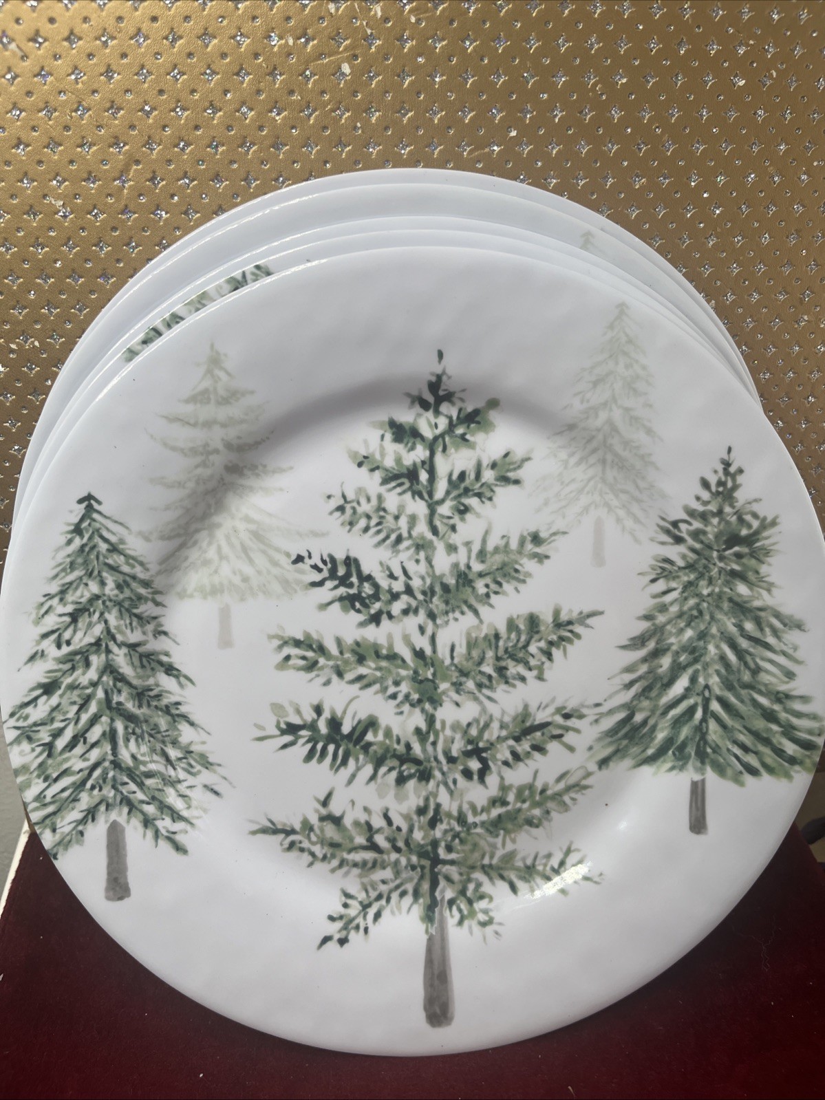 NWT Robert Stanley Home Collection Tree Christmas Melamine Plates Set of 5 11”