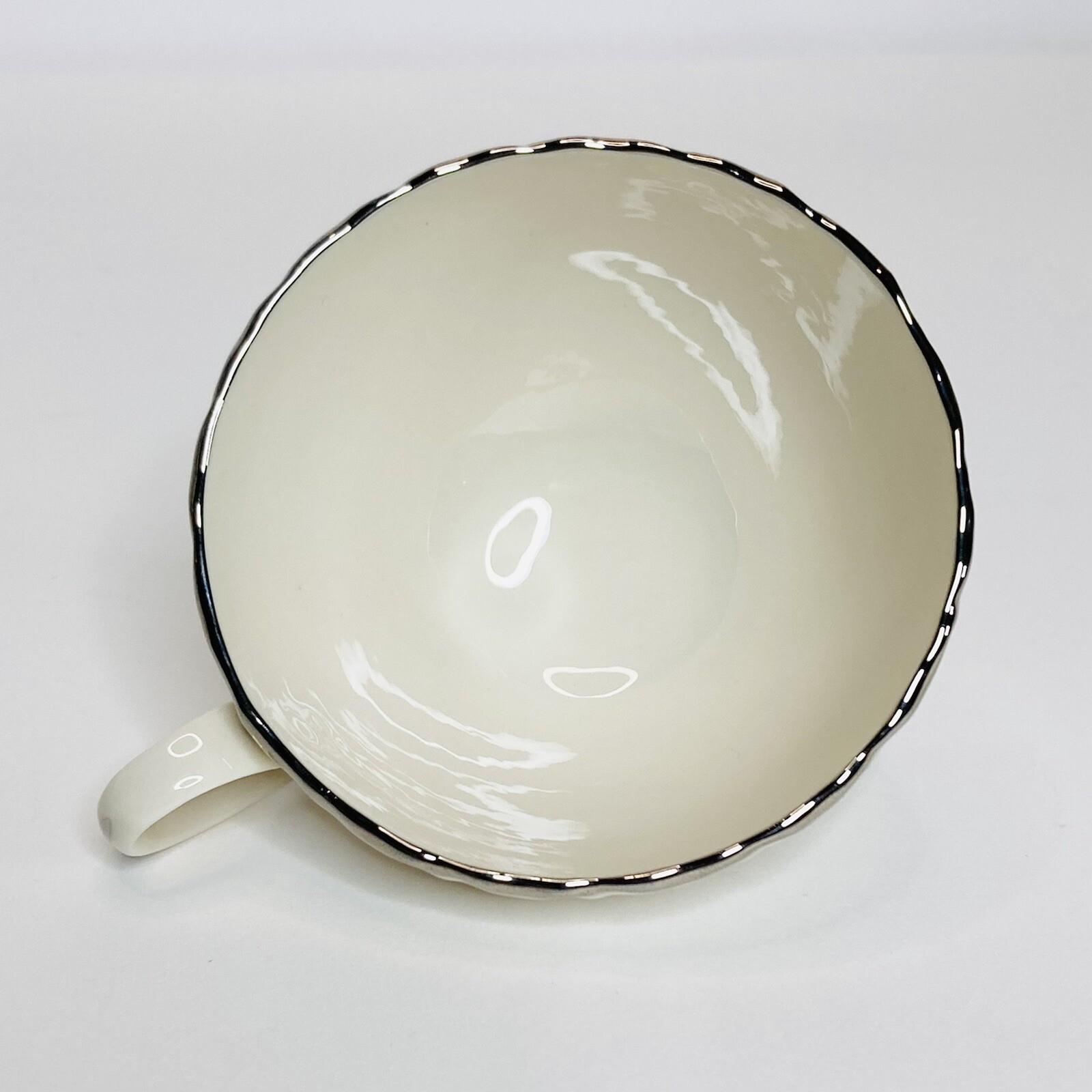 Lenox Weatherly Platinum Teacup Ivory White Silver Rim And Handle Made In USA