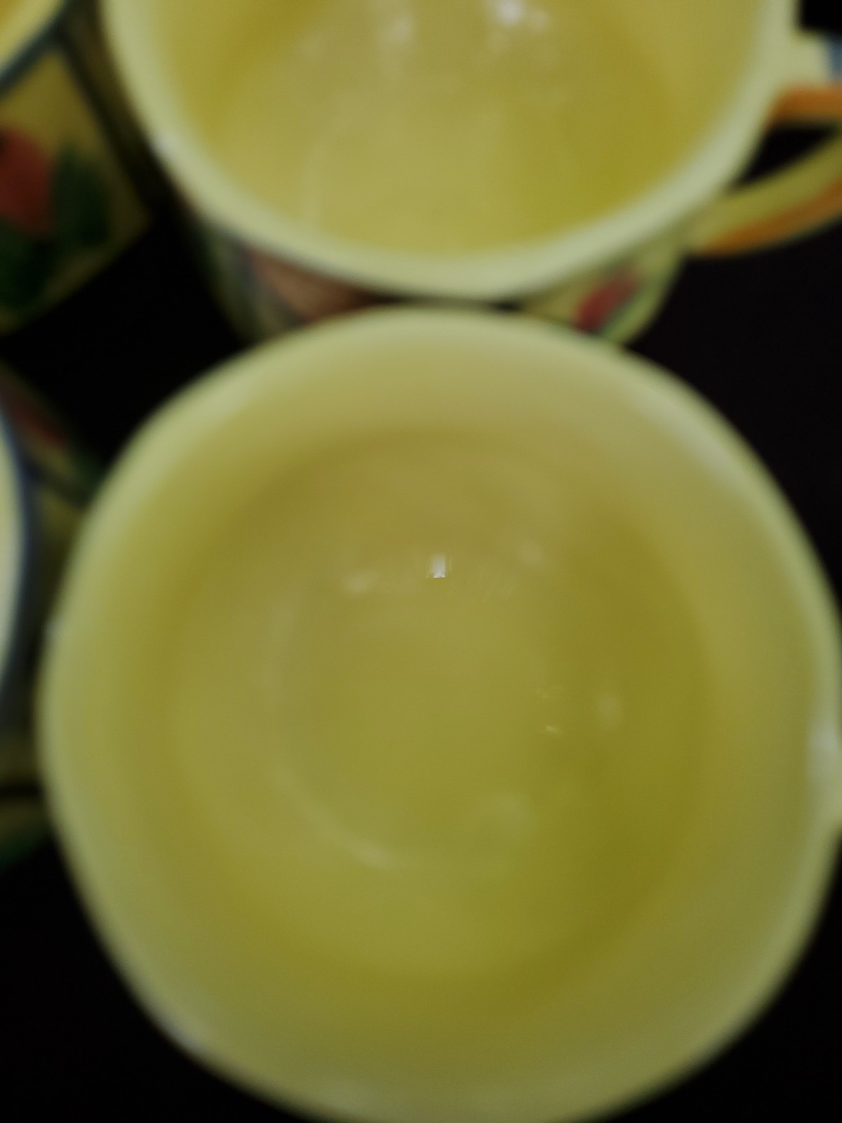 Vintage HB Quimper Soleil Yellow Cups Mugs- Set Of 4 France
