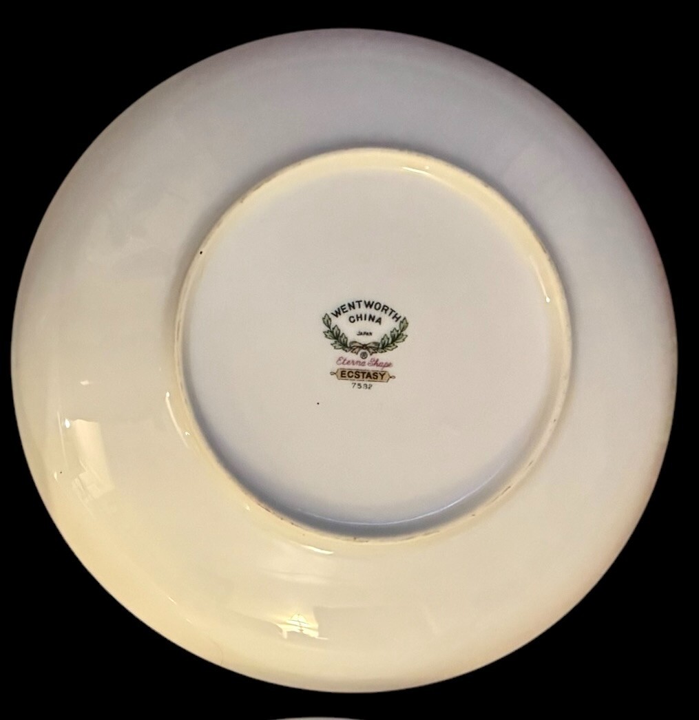 4 Vtg Wentworth Coup Soup Bowls Japan Ecstasy (Starburst) 7.5” Silver Trim – EUC