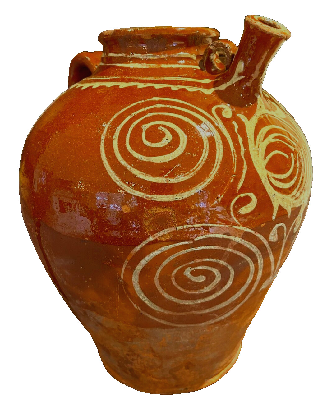 FRENCH ANTIQUE POTTERY EARTHENWARE CONFIT GLAZED VESSEL STONEWARE CERAMIC JUG