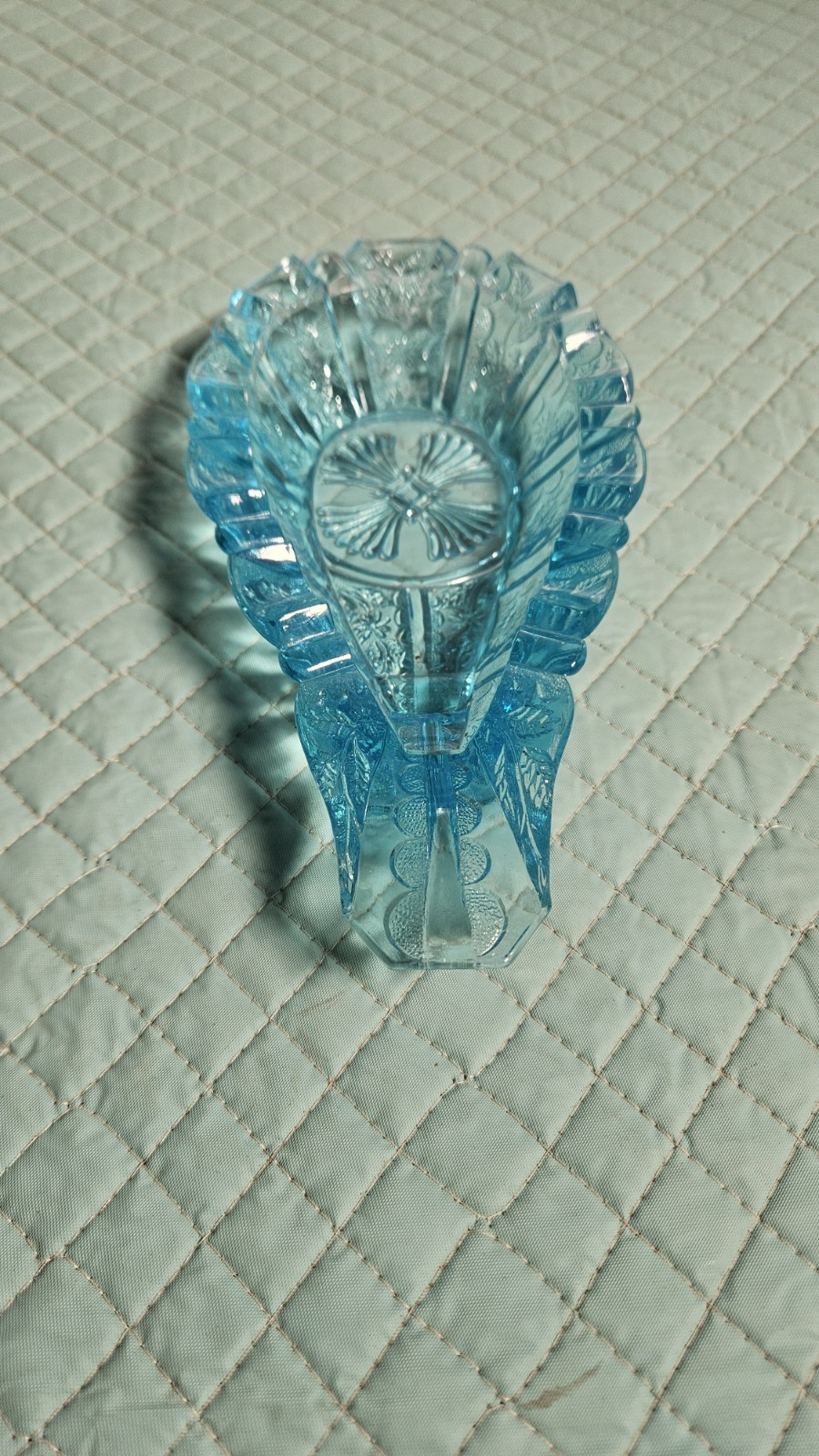 Antique Bryce Glass Panelled Daisy Brazil Pattern, Circa 1888 blue Spooner EAPG