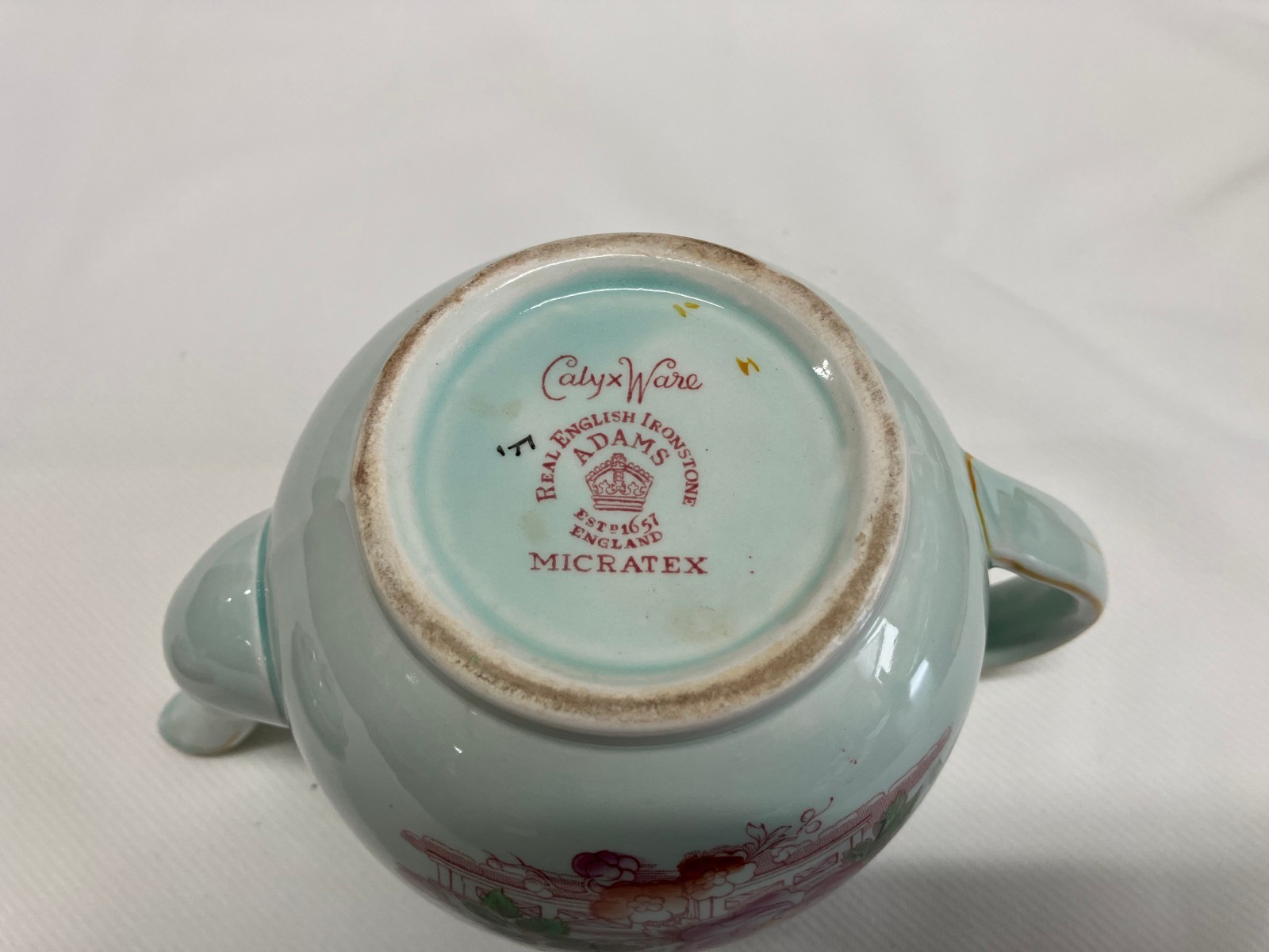 Vintage Calyx Ware Metz Pattern 6.5 in Teapot with Lid Ironstone Adams England