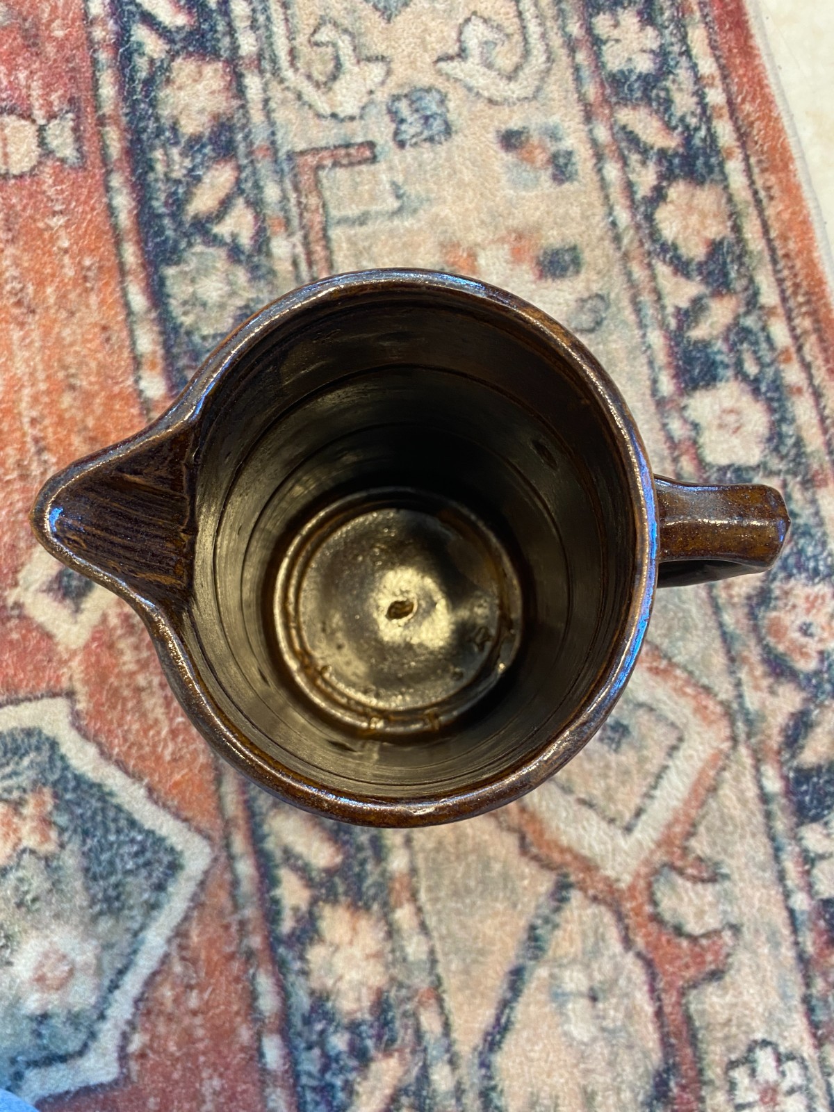 Early (1905 – 1925) Brown “Girl with Dog” Brown Stoneware Salt Glazed Pitcher
