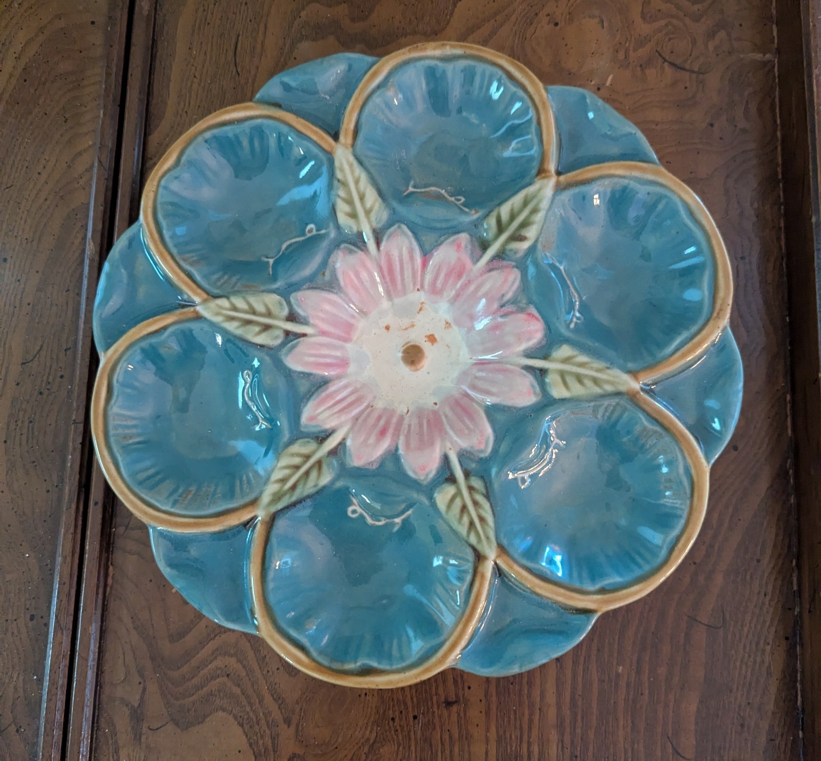 Gorgeous Heavy Turquoise 9 In Vintage Oyster Plate