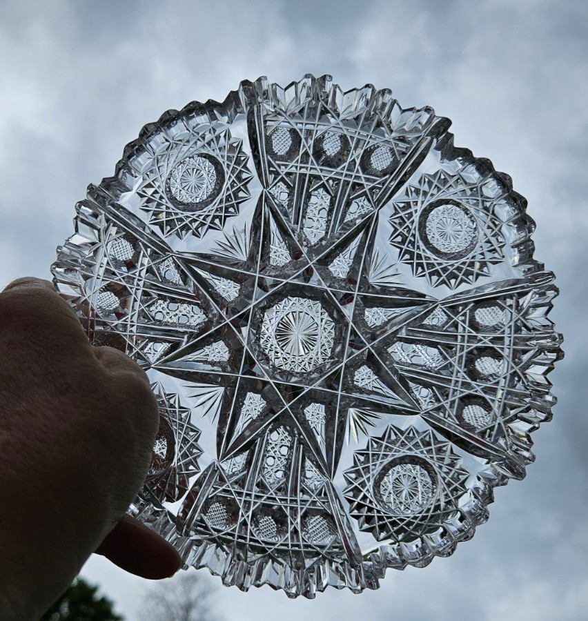 ABP Signed J. Hoare, Pattern Sparkler American Brilliant Cut Glass Small Dish