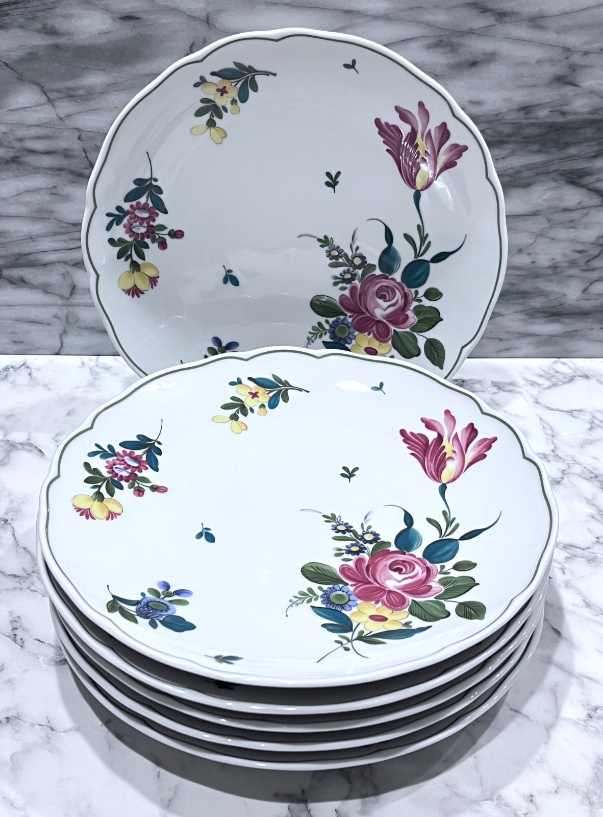 6 Hutschenreuther Engadin Maria Theresa Hotel 9 1/2″ Plates Germany Scarce EC!