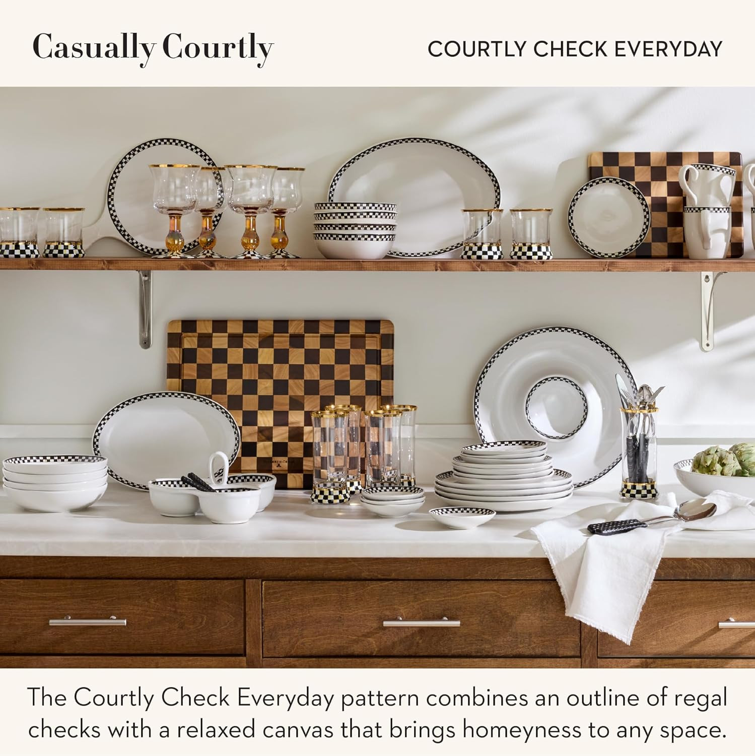 Set of 4 Courtly Check Salad Plates, Microwave & Dishwasher Safe