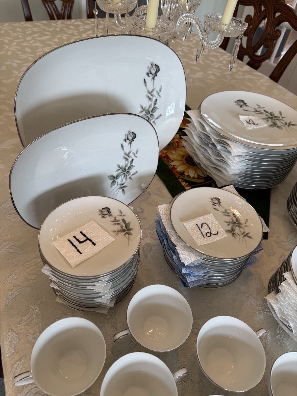 Noritake China Set JANETTE 6604 Service For 12 with Serving Pieces – EUC – 7pc