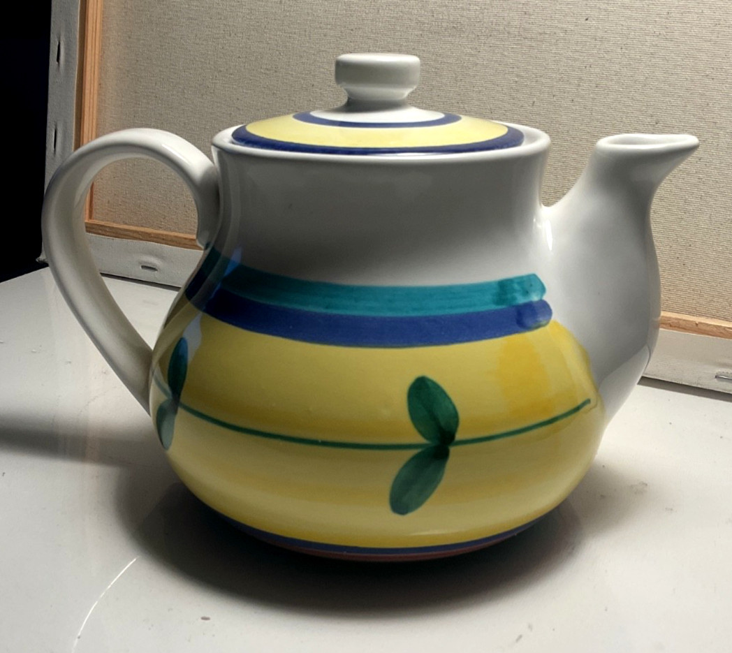 Vintage Ceramiche Beta SRL Tea pot Hand Painted Italy 5”x6” Authentic
