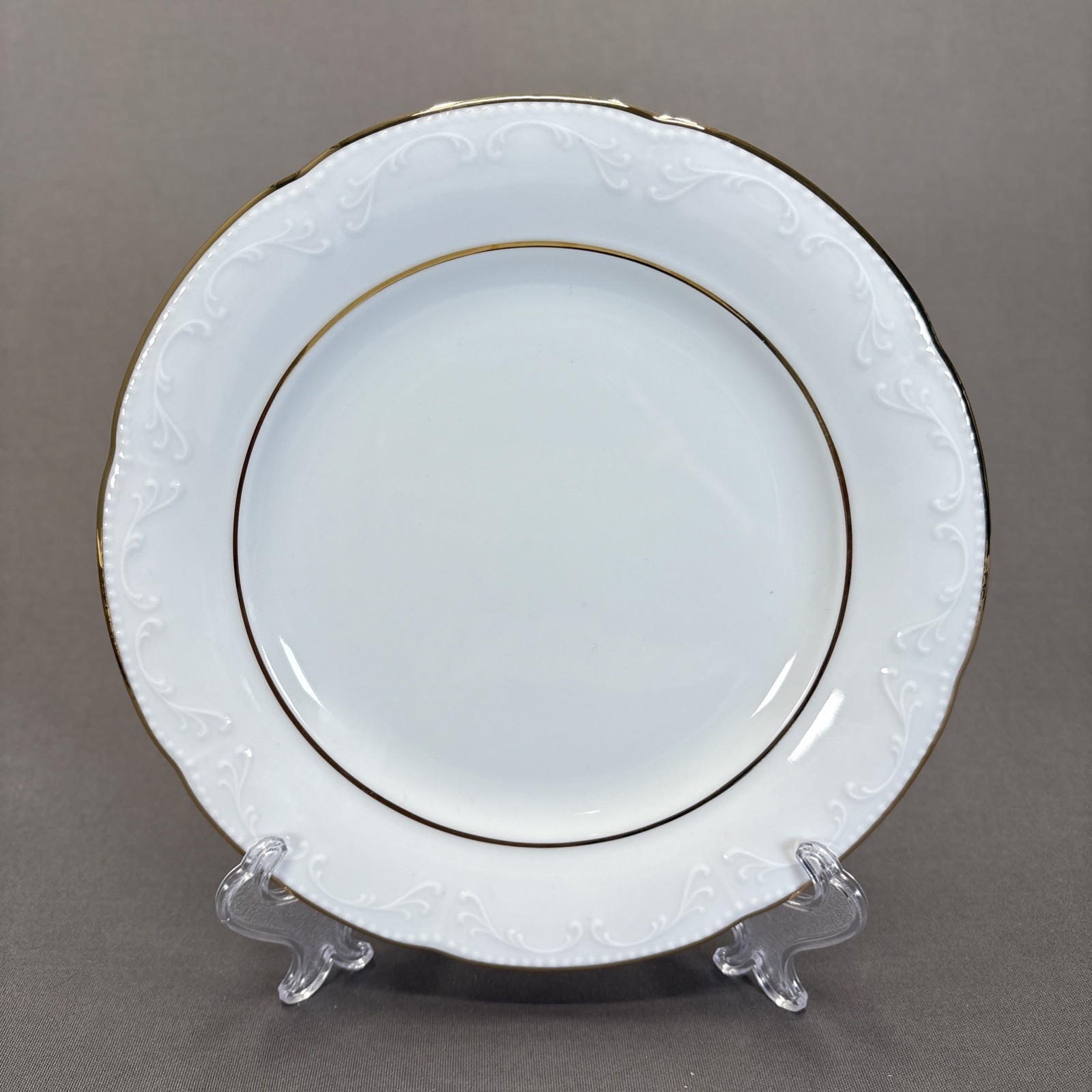 Mitterteich Bavaria Salad Plate 7 1/2″ Set of 4 Gold Trim Verge Embossed Scrolls