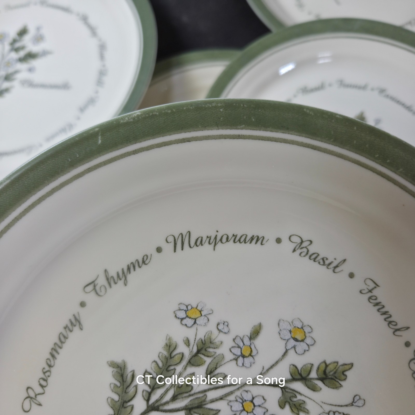 VTG Set 12 Corelle Thymeless Herbs Luncheon/Salad Plates 8 1/2″ Green