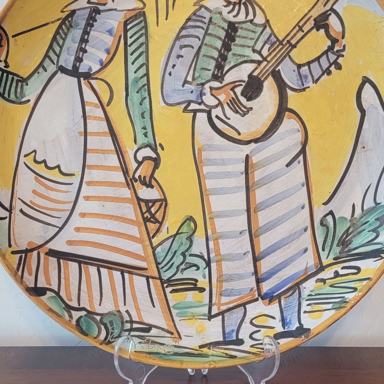 Vintage Montelupo Italy Decorative Plate 15.5″ Courting Couple Signed E Zoya