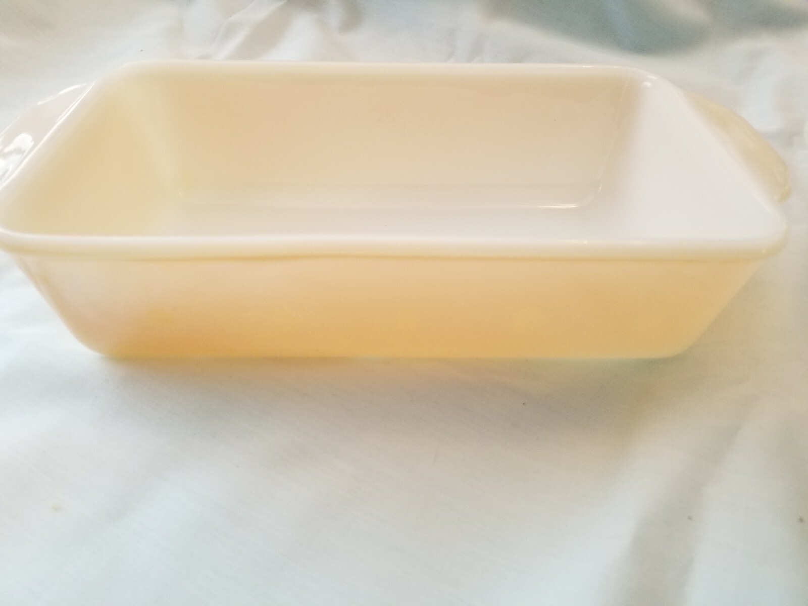Fire King 1 Qt #409 Peach Lusterware Luster Lustre Loaf Pan iridescent