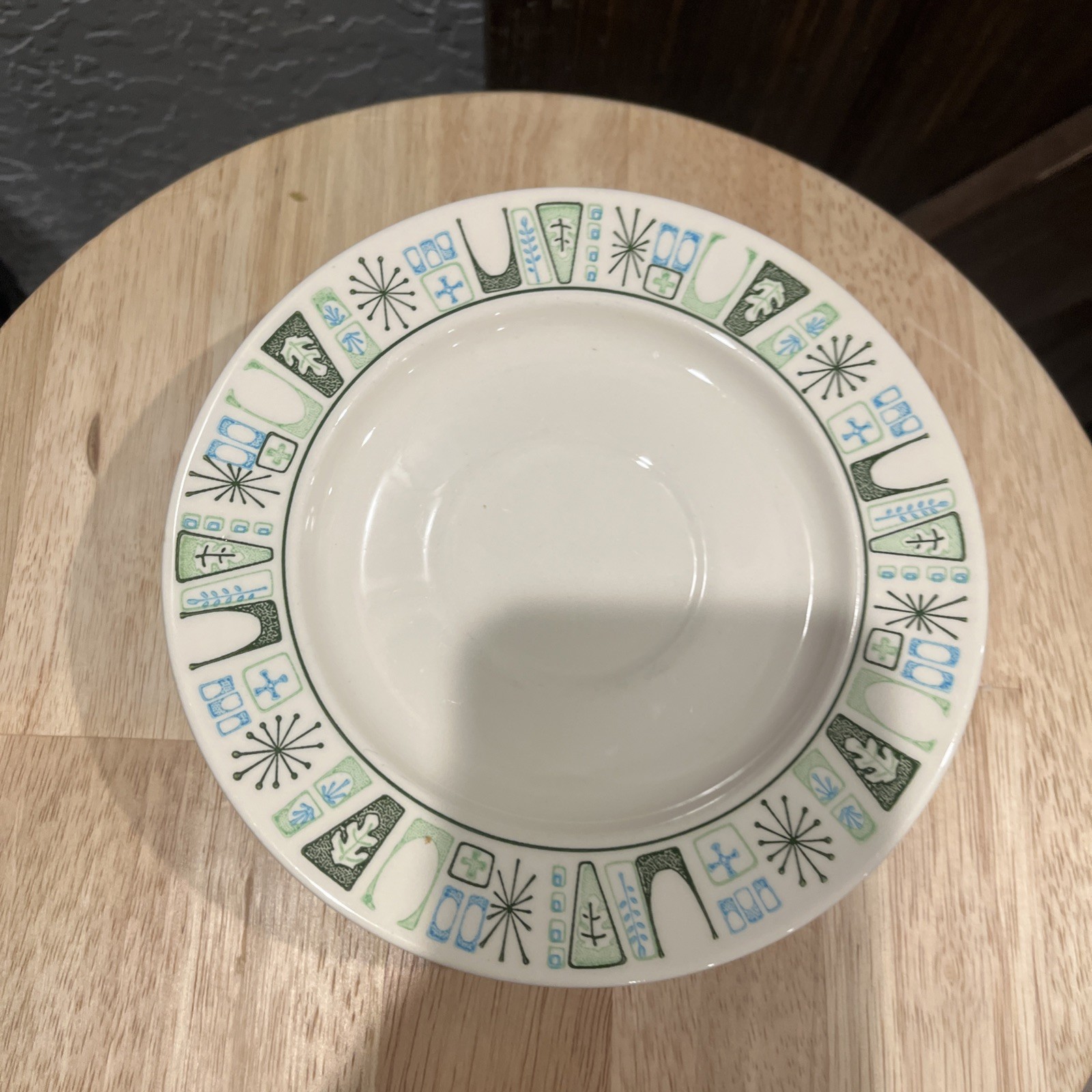 VTG TAYLOR SMITH CATHAY OVAL PLATTER ,12-PLATES AND S&P SHAKER ATOMIC STARBURST