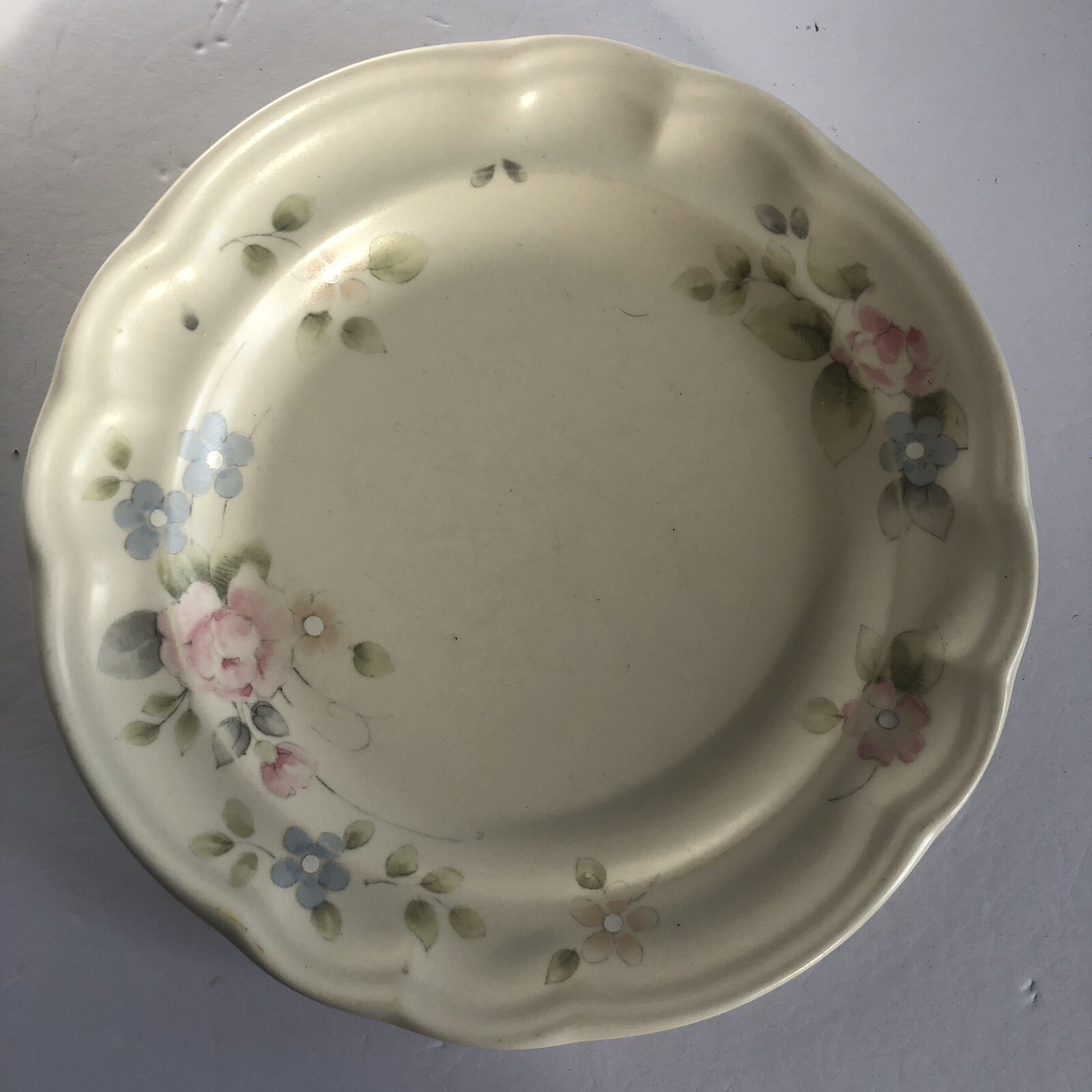 Vintage Pfaltzgraff Tea Rose Salad Plates 7.25″ USA Stoneware Ivory Set of 5