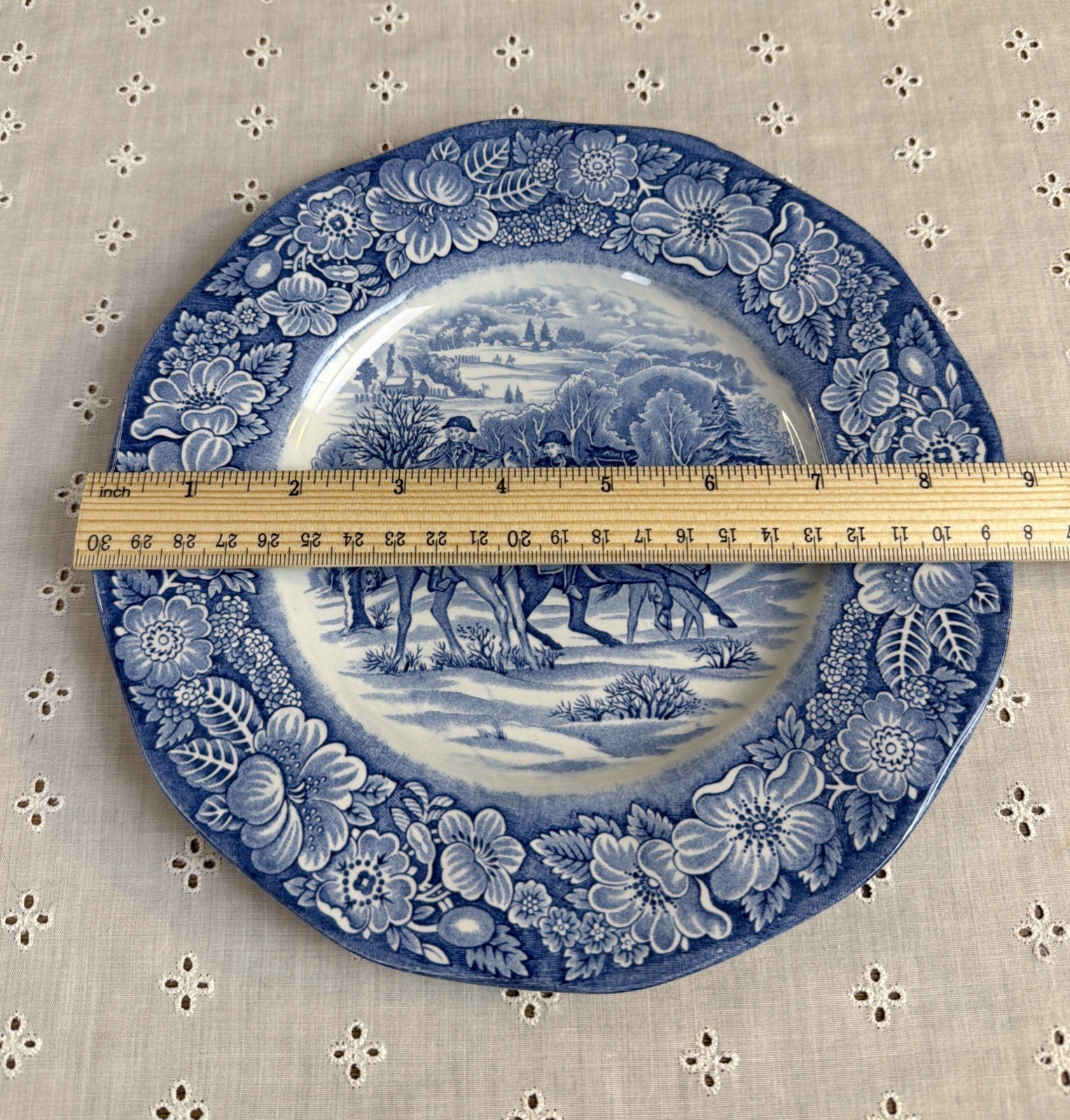 Staffordshire Liberty Blue Luncheon Plate George Washington@Valley Forge 8 3/4”