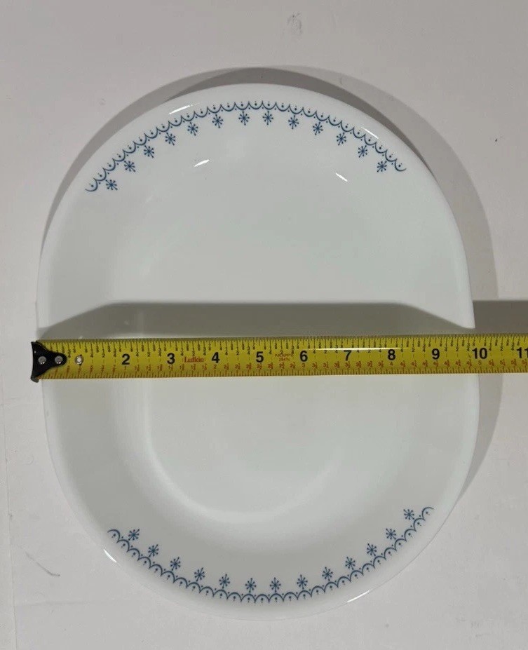 Vintage Corelle Snowflake Blue Garland 12.25 Oval Serving Platter Corning USA