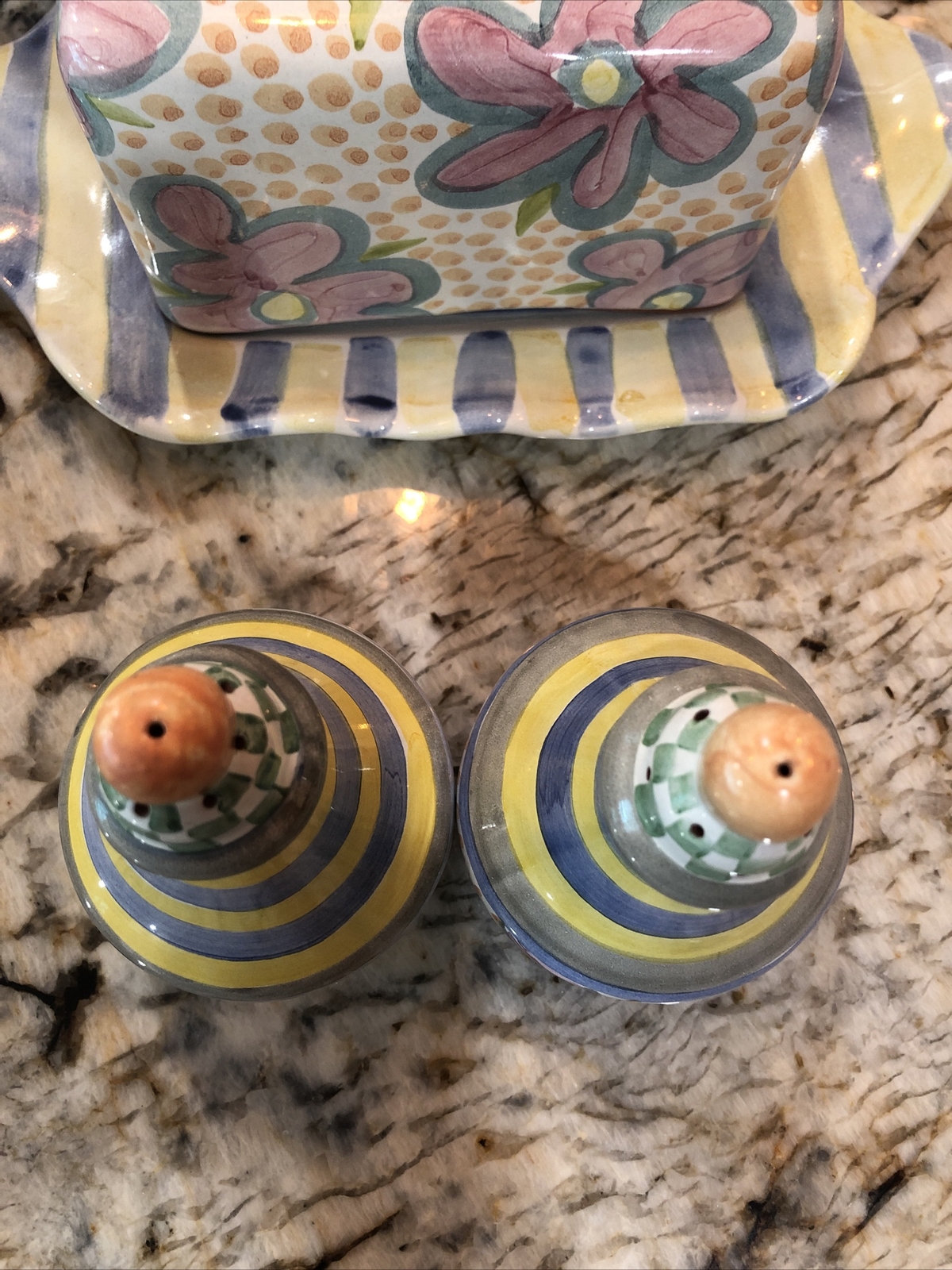 MacKenzie-Childs Ceramic Myrtle Salt & Pepper Shakers 1 Set Of 2