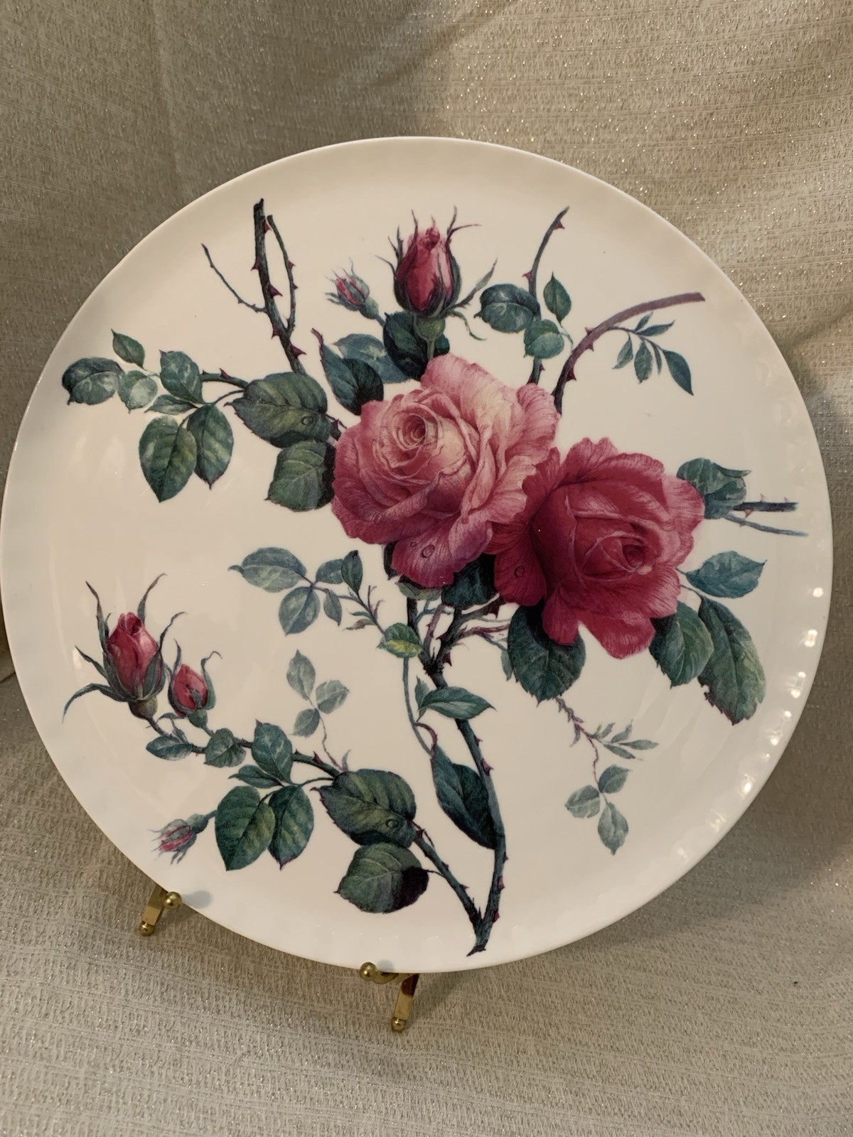 Roy Kirkham “English Rose” 12″ Platter (“cake plate”) Fine Bone China. MINT cond