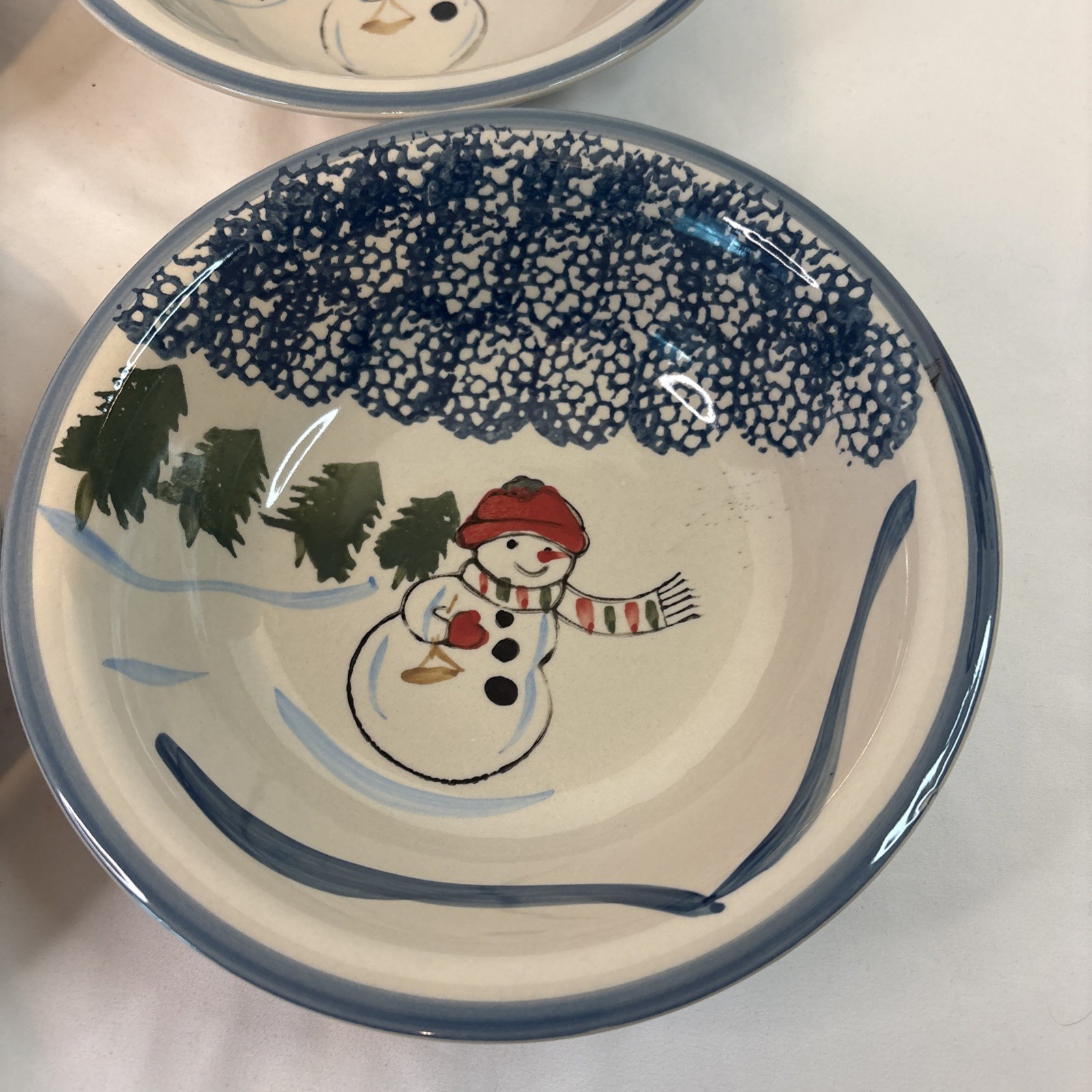 4 Elegant Dining Snowman 8 1/4” Vegetable Bowl Winter Christmas