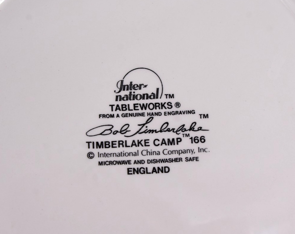 Bob TIMBERLAKE CAMP Green #166 (4) Dinner Plates 10 3/8” International England
