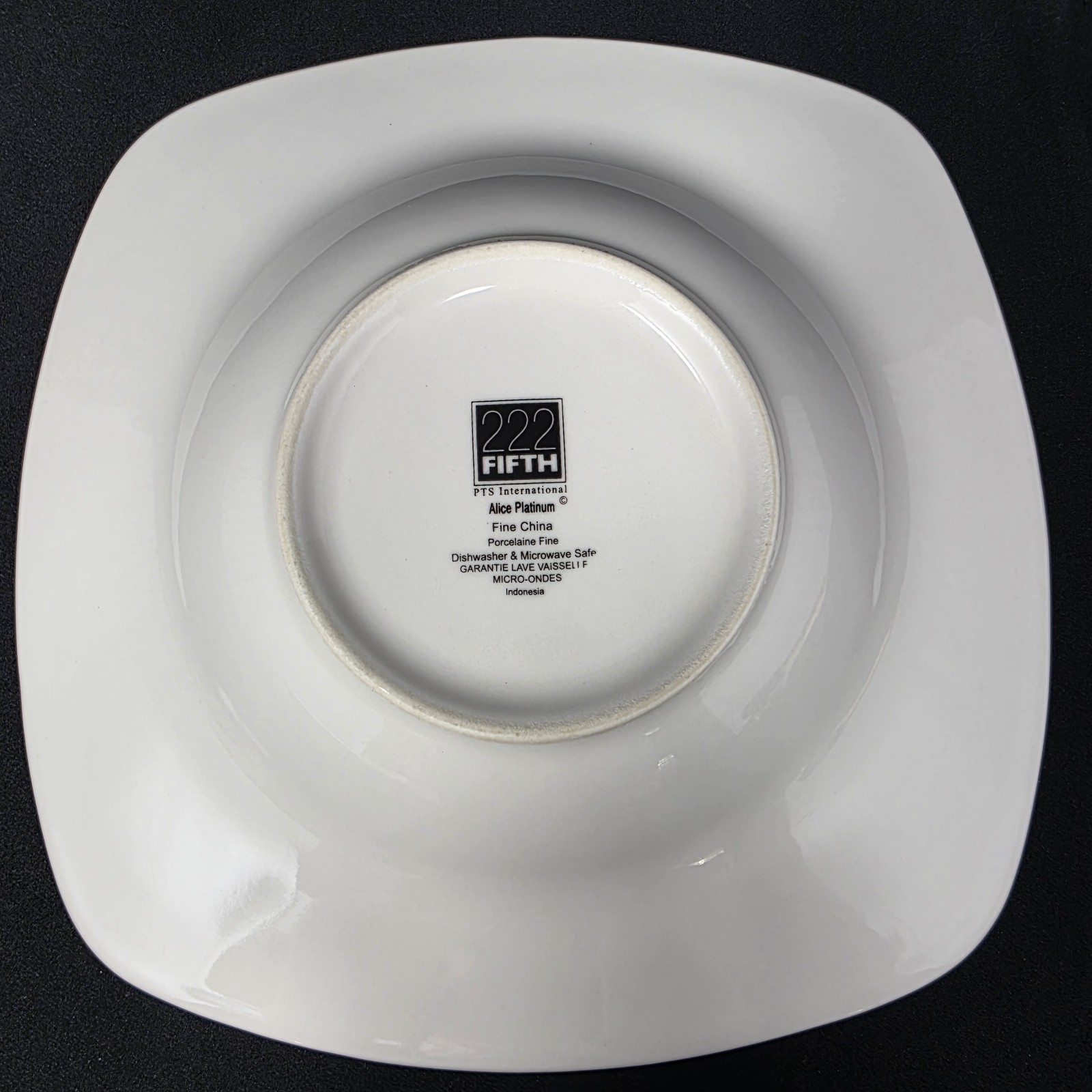 222 Fifth Alice Platinum Soup Bowls 8.75” Square Daisy Flower Design Set of 3