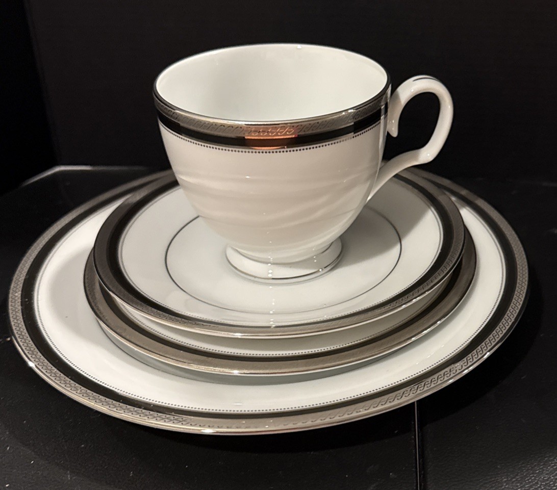 Noritake Austin Platinum Place Setting 3 Piece Set Wedding Classic Party NEW