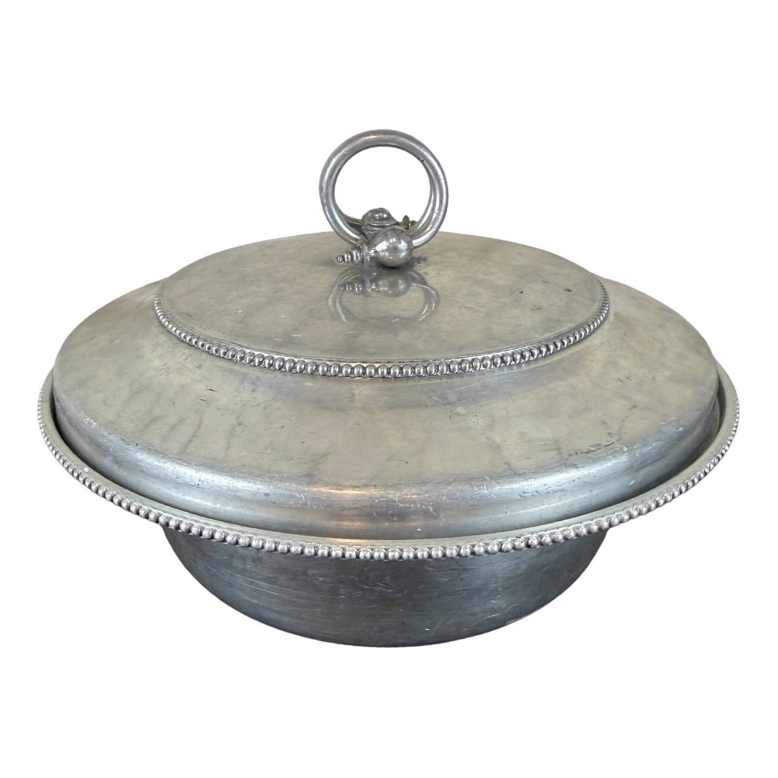 VTG 1960s BW Buenilum Hammered Aluminum Covered Casserole Dish w/Lid 8 5/8″