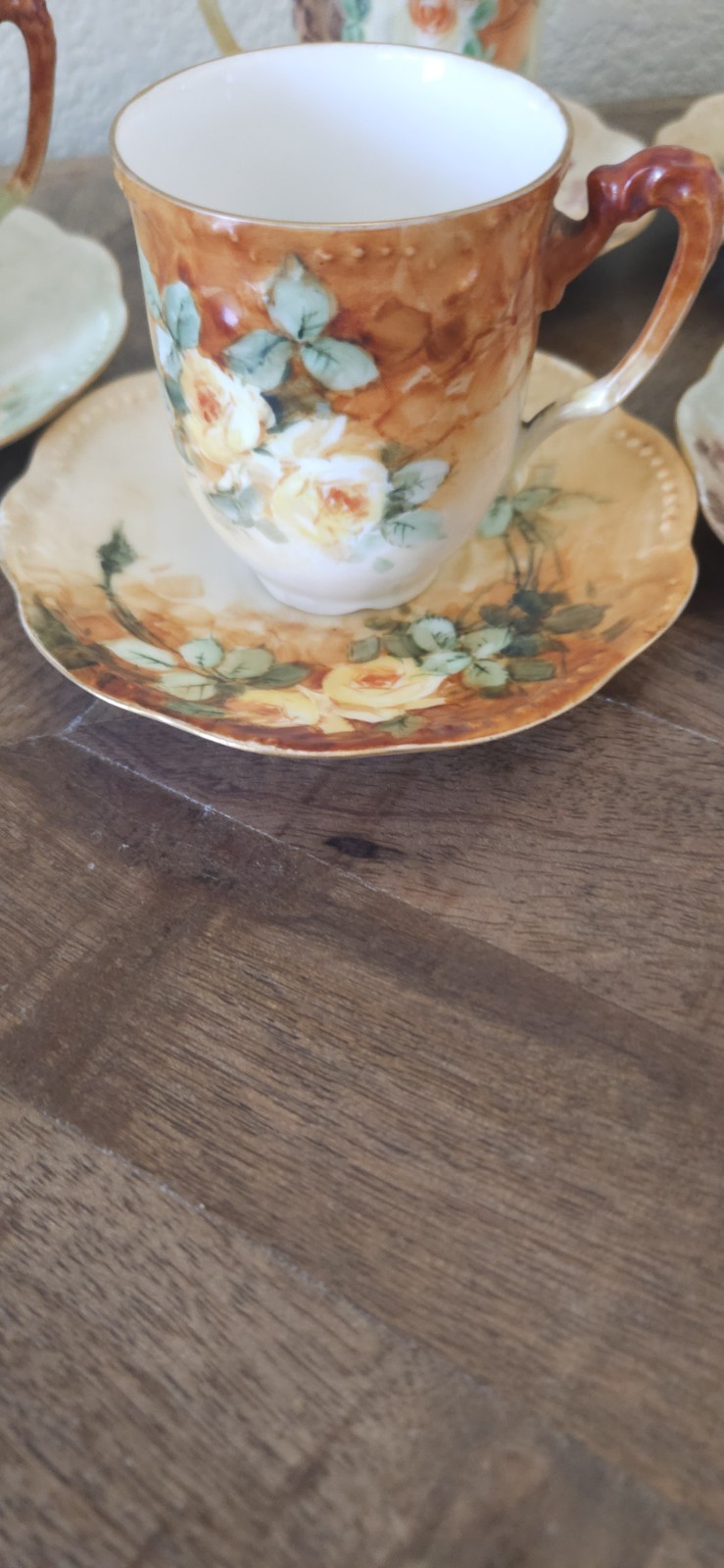 Vintage AKD France Floral Cup & Saucer Set of 5 (10 Pieces)