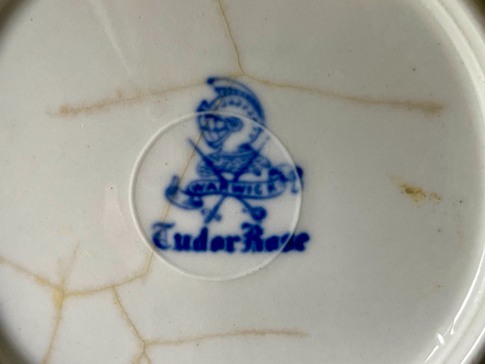 Vintage Warwick China Tudor Rose Blue White Transferware Berry Bowl Scalloped 5.