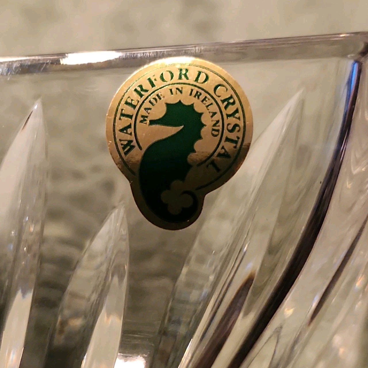 Vintage Waterford Crystal Lismore 6″ Square Seahorse etched Nicky Power 2003