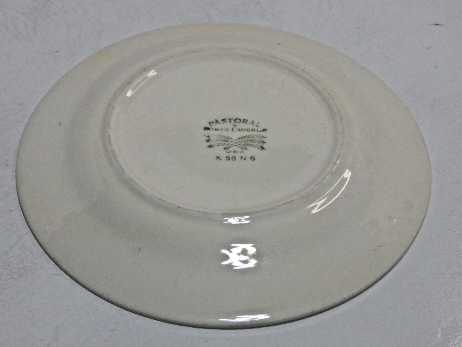 Vintage Homer Laughlin Pastoral Patterm Dessert Plate w/ embossed floral & farm