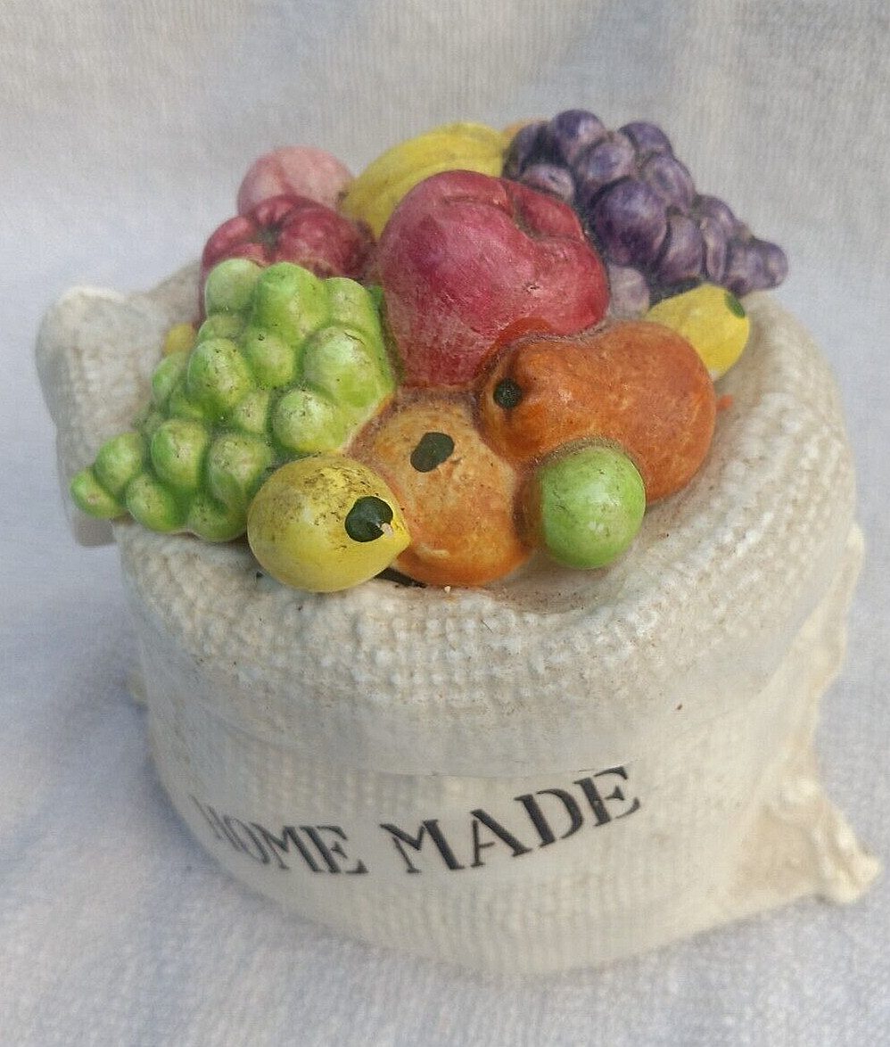 Vintage Lefton “Homemade” Lidded Jam Pot #3906 Ceramic Fruit Jar No Spoon