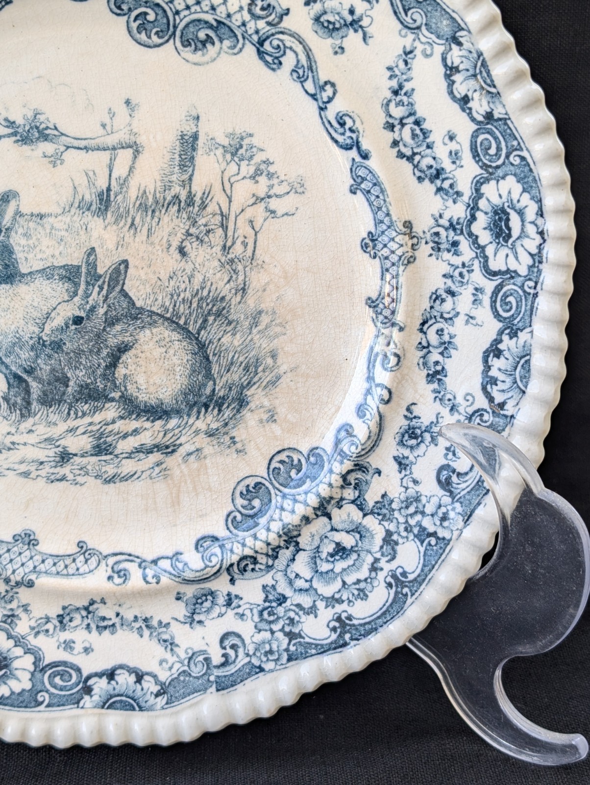 RARE ANTIQUE BISHOP STONIER RABBIT PLATE TRANSFERWARE LINCOLN BISTO ENGLAND 1895