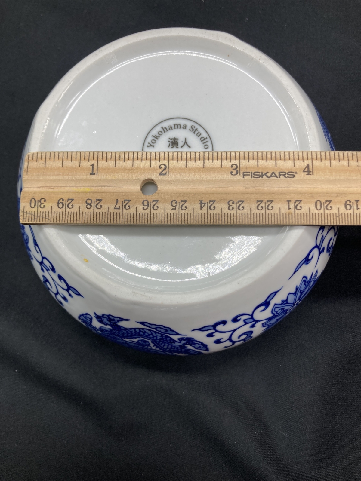 Yokohama Studio Japan Hand Painted Blue White 5” & 4” Porcelain Bowl