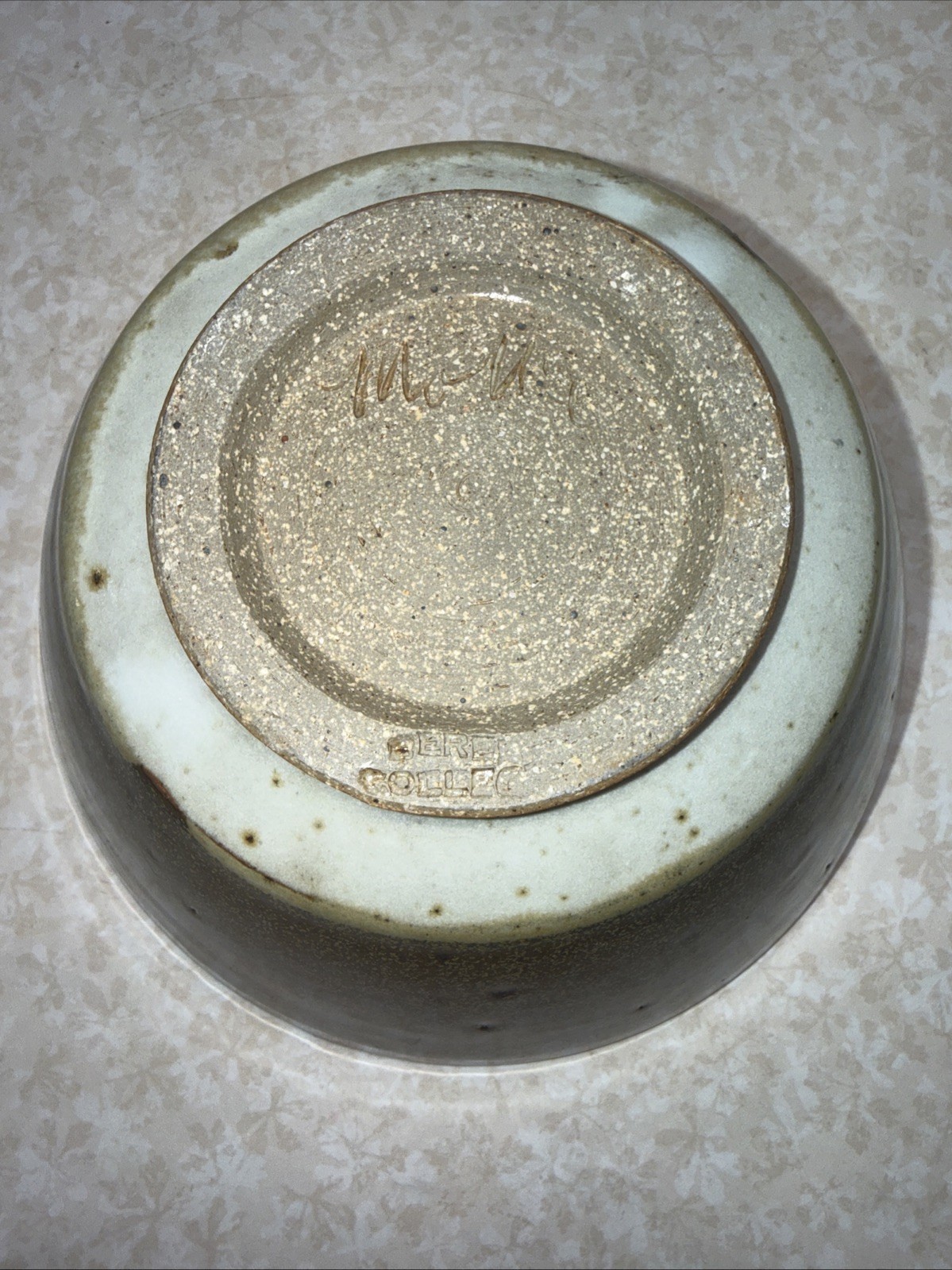 Vtg Glazed Handmade and signed Pottery Bowl Tans And Browns 6.75×3.5 in