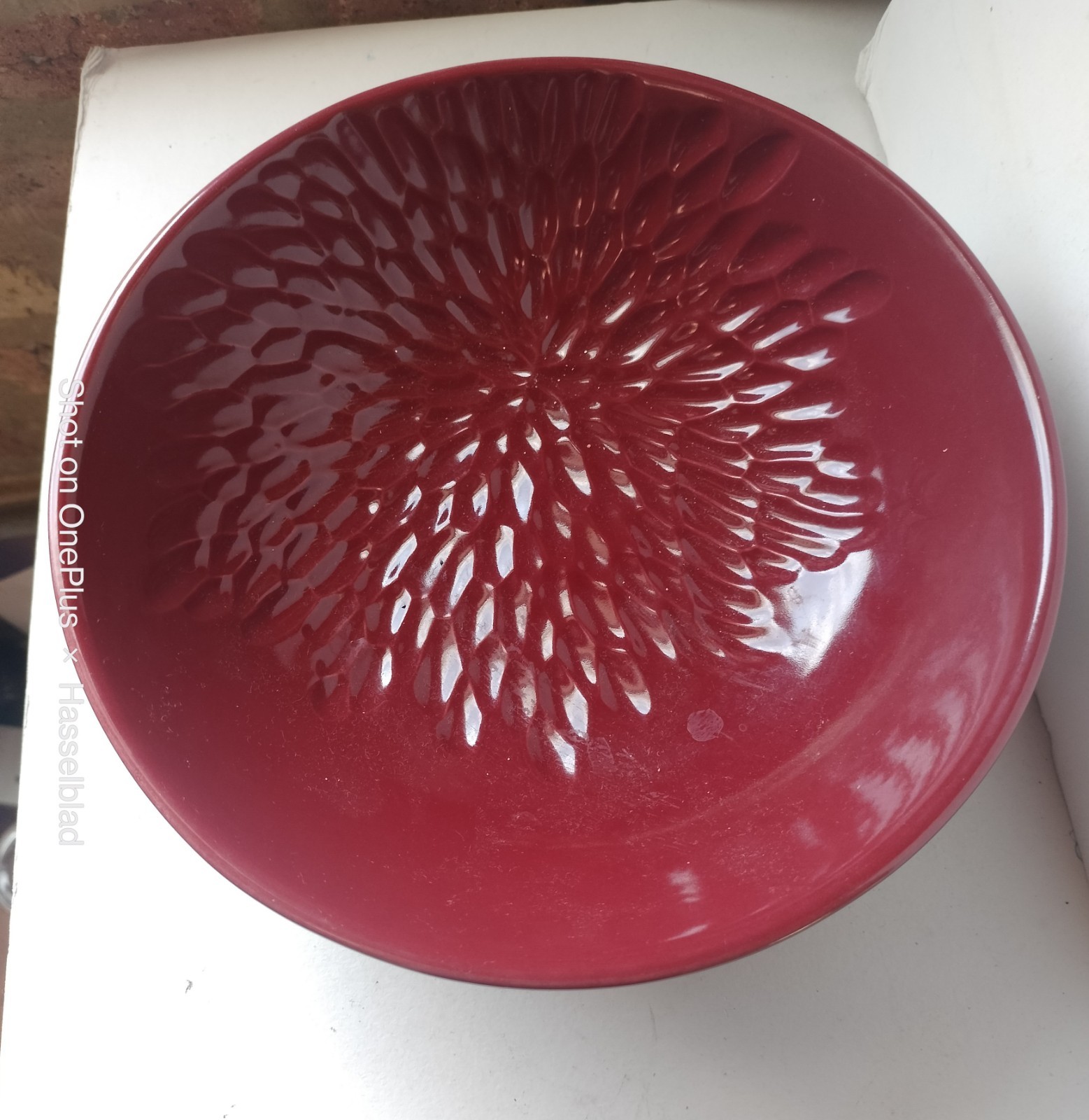 Rookwood Pottery Emilia 9 in. Dimpled Red Serving Bowl.